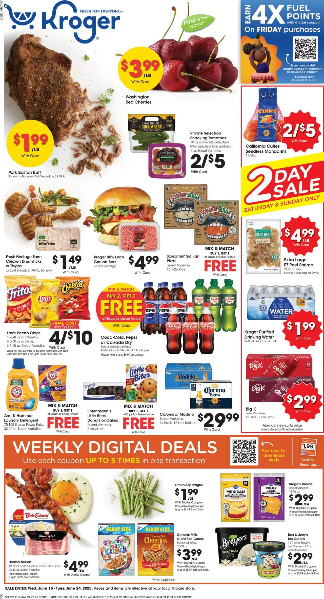 Kroger Weekly Ad - valid from 18.06.2025 | Page: 1 | Products: Cheese, Pizza, Beef, Ice cream