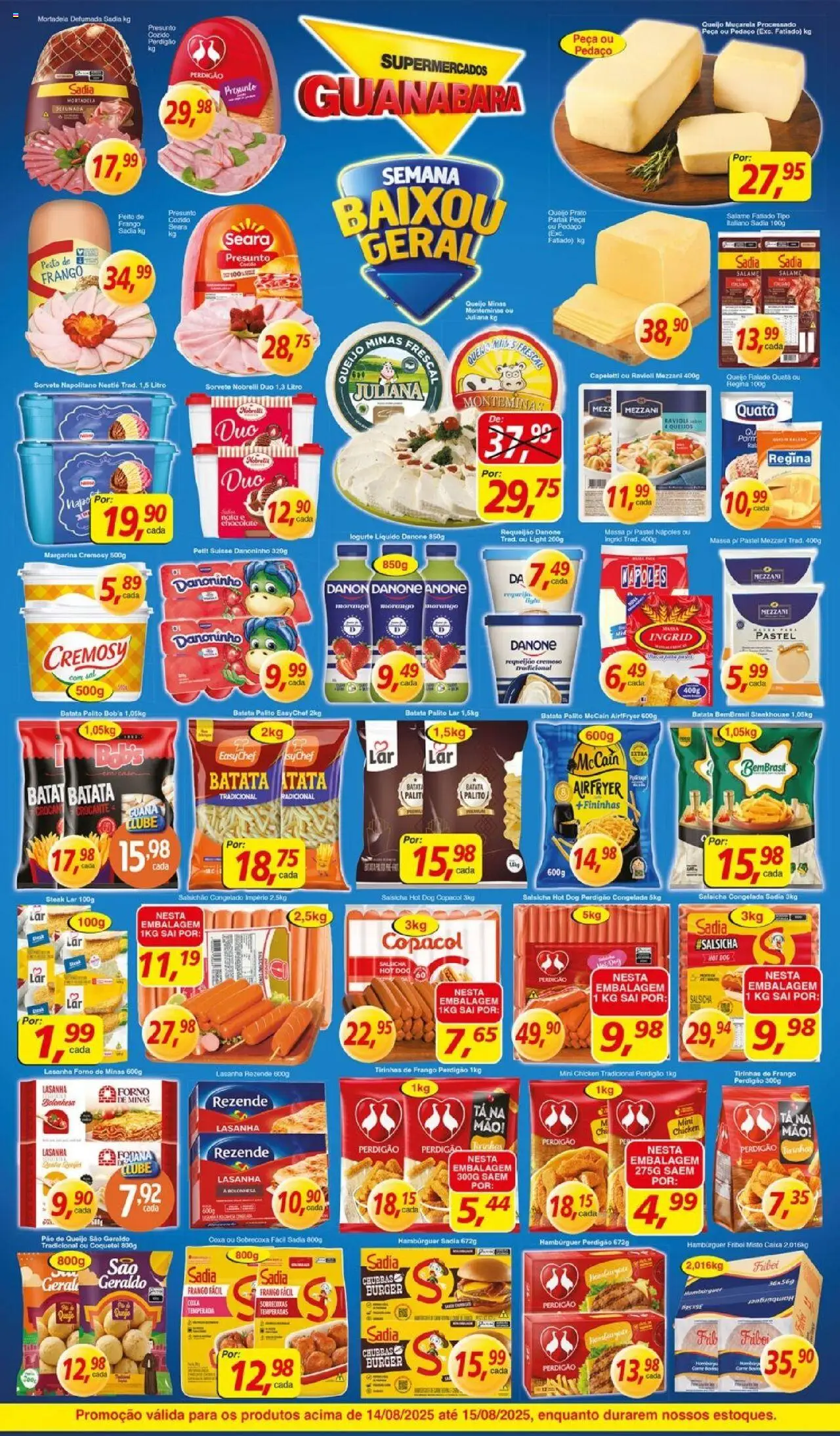 Supermercados Guanabara Folheto - válido de 14.08.2025 | Página: 7 | Produtos: Chocolate, Queijo ralado, Hambúrguer, Lasanha rezende