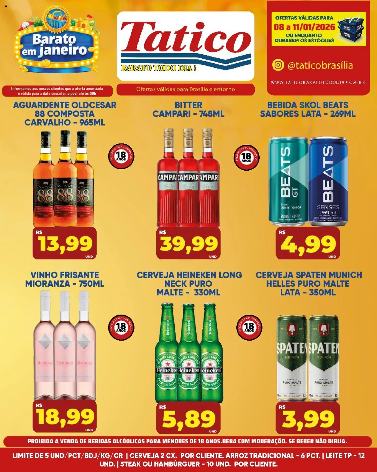 Tatico Folheto - válido de 08.01.2026 | Página: 20 | Produtos: Vinho, Arroz, Bebida, Campari