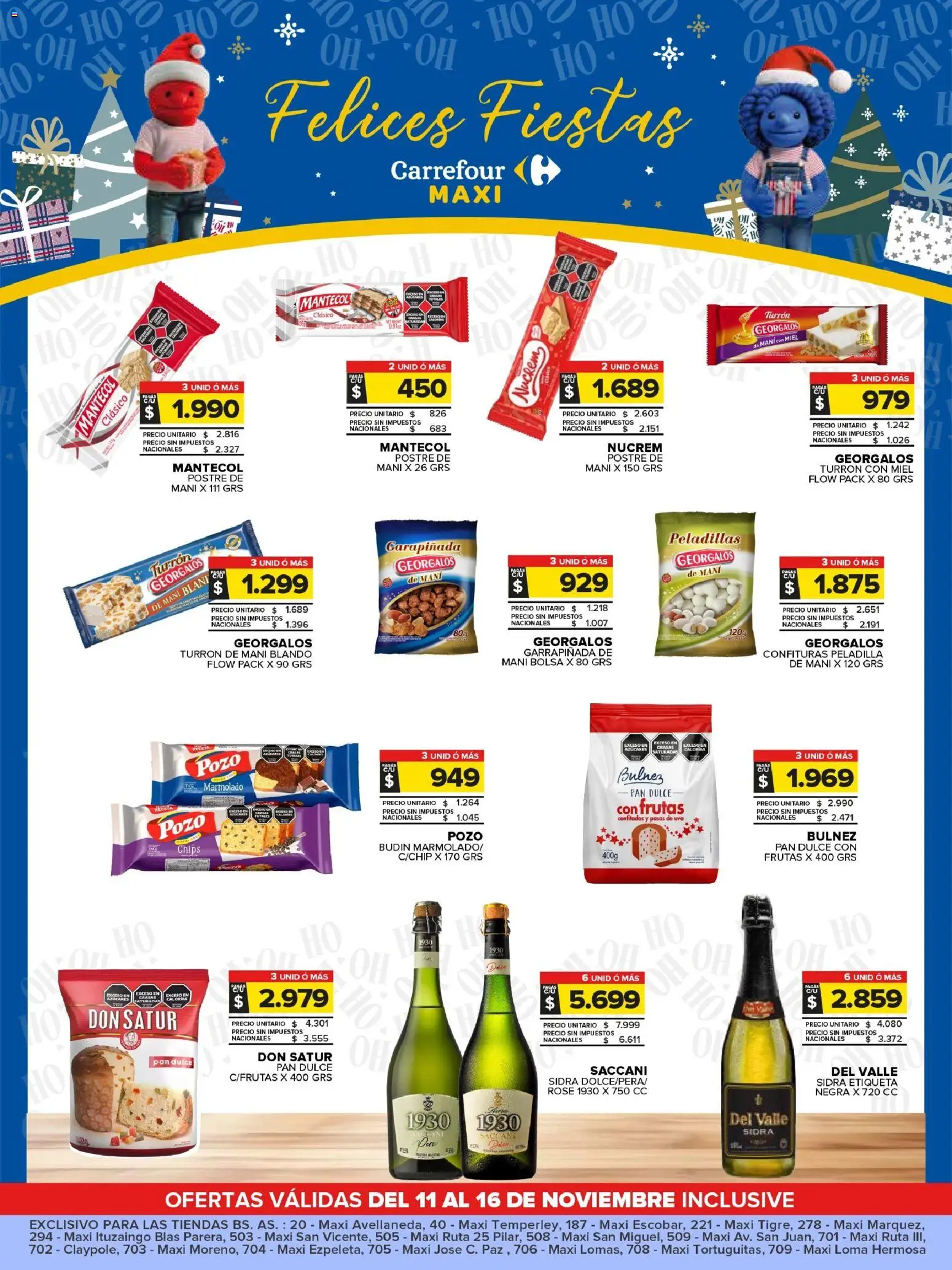 Carrefour Maxi - Felices Fiestas │ válido desde el 11.11.2025 | Página: 1 | Productos: Bolsa, Budín, Mani, Uva