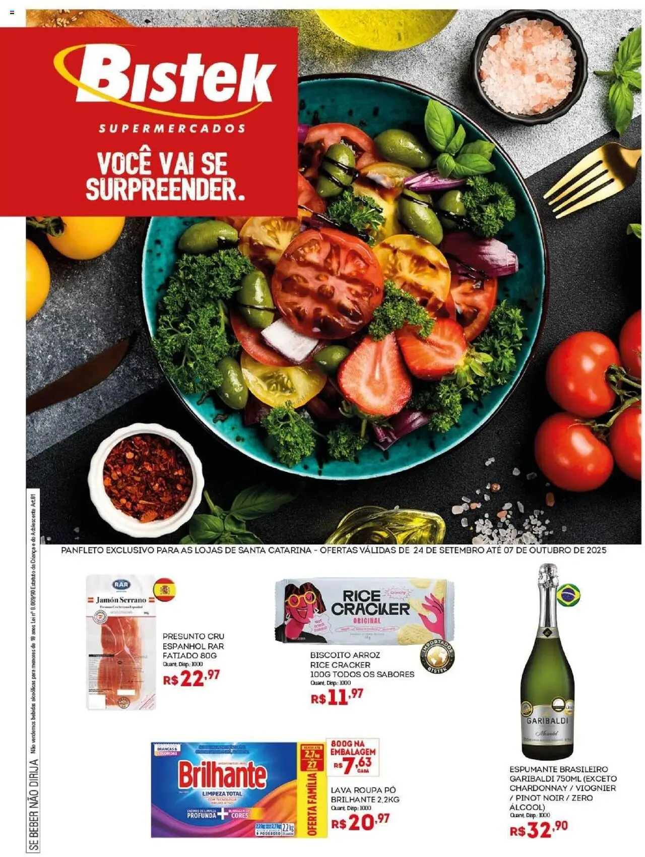 Bistek Supermercados Folheto - válido de 24.09.2025 | Página: 1 | Produtos: Pó, Biscoito, Espumante, Arroz