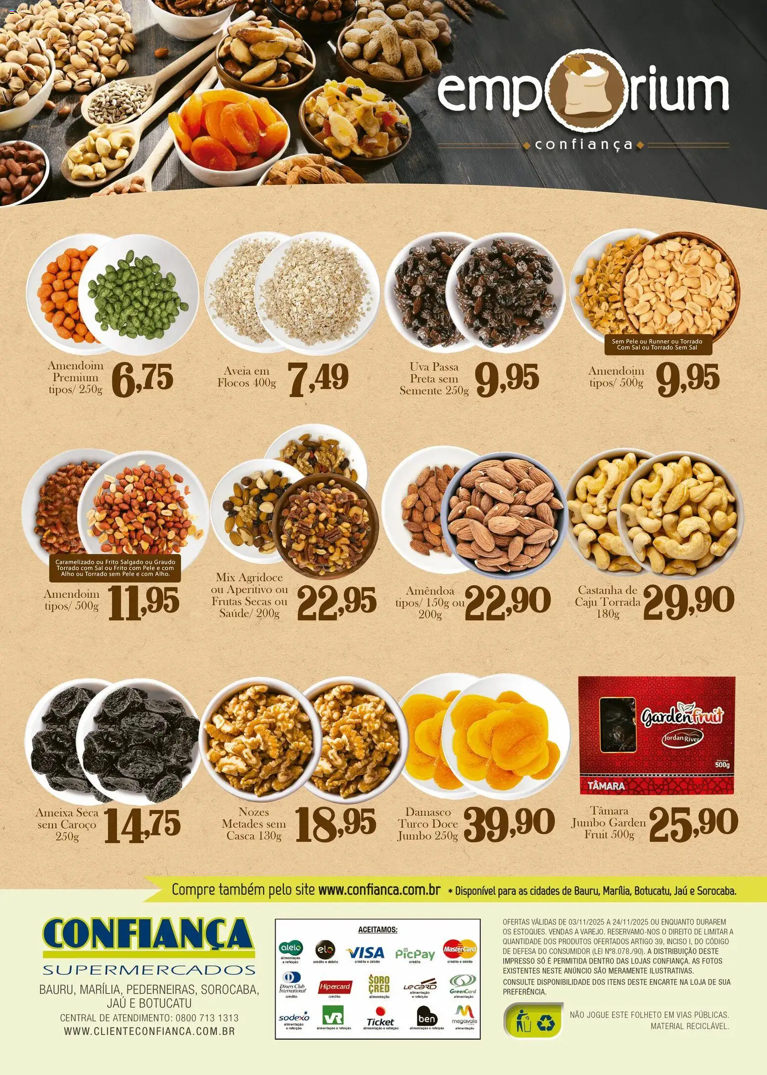 Confiança Folheto - válido de 03.11.2025 | Página: 2 | Produtos: Damasco, Amendoim, Nozes, Ameixa