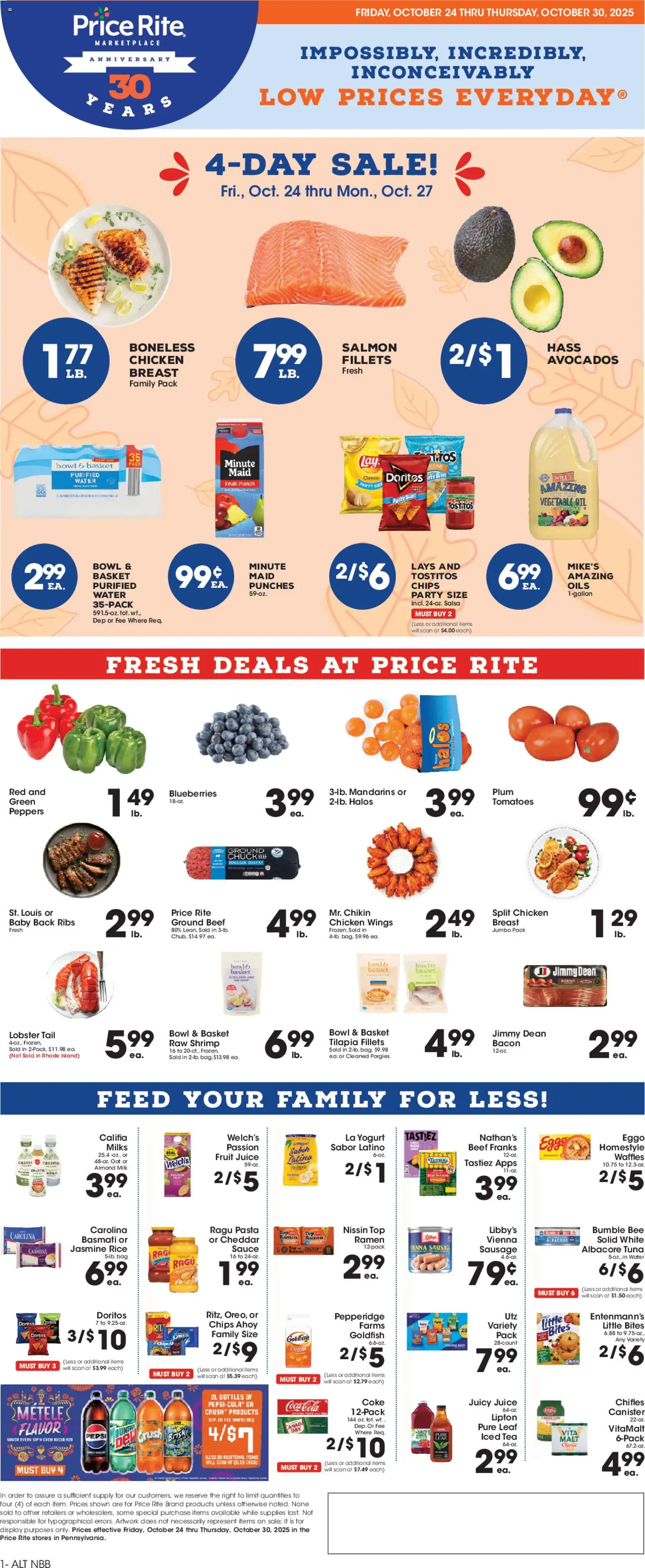 Price Rite Weekly Ad - valid from 24.10.2025 | Page: 1 | Products: Milk, Yogurt, Tea, Water