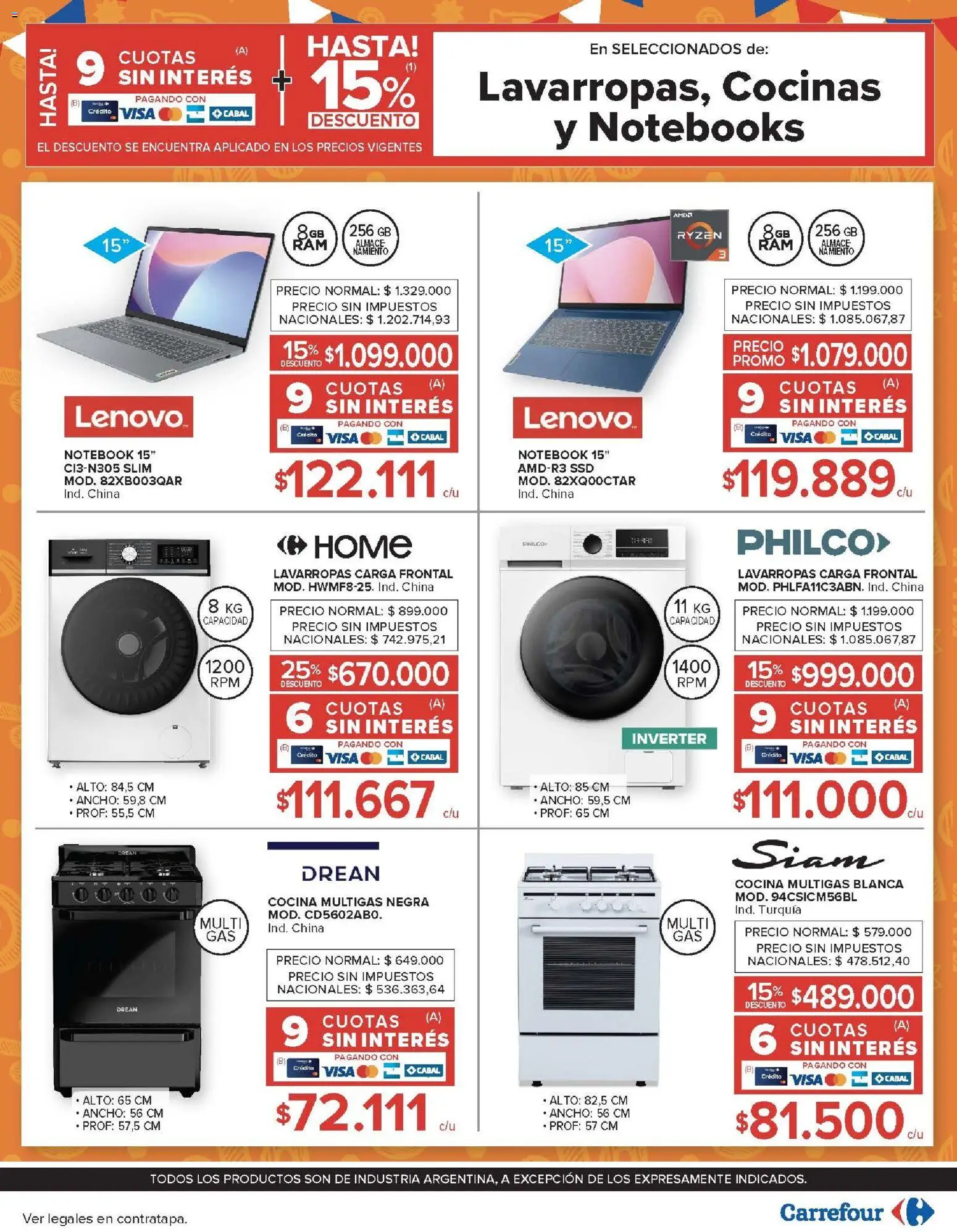 Carrefour ofertas │ válido desde el 17.03.2026 | Página: 26 | Productos: Cocina, Lavarropas, Notebook