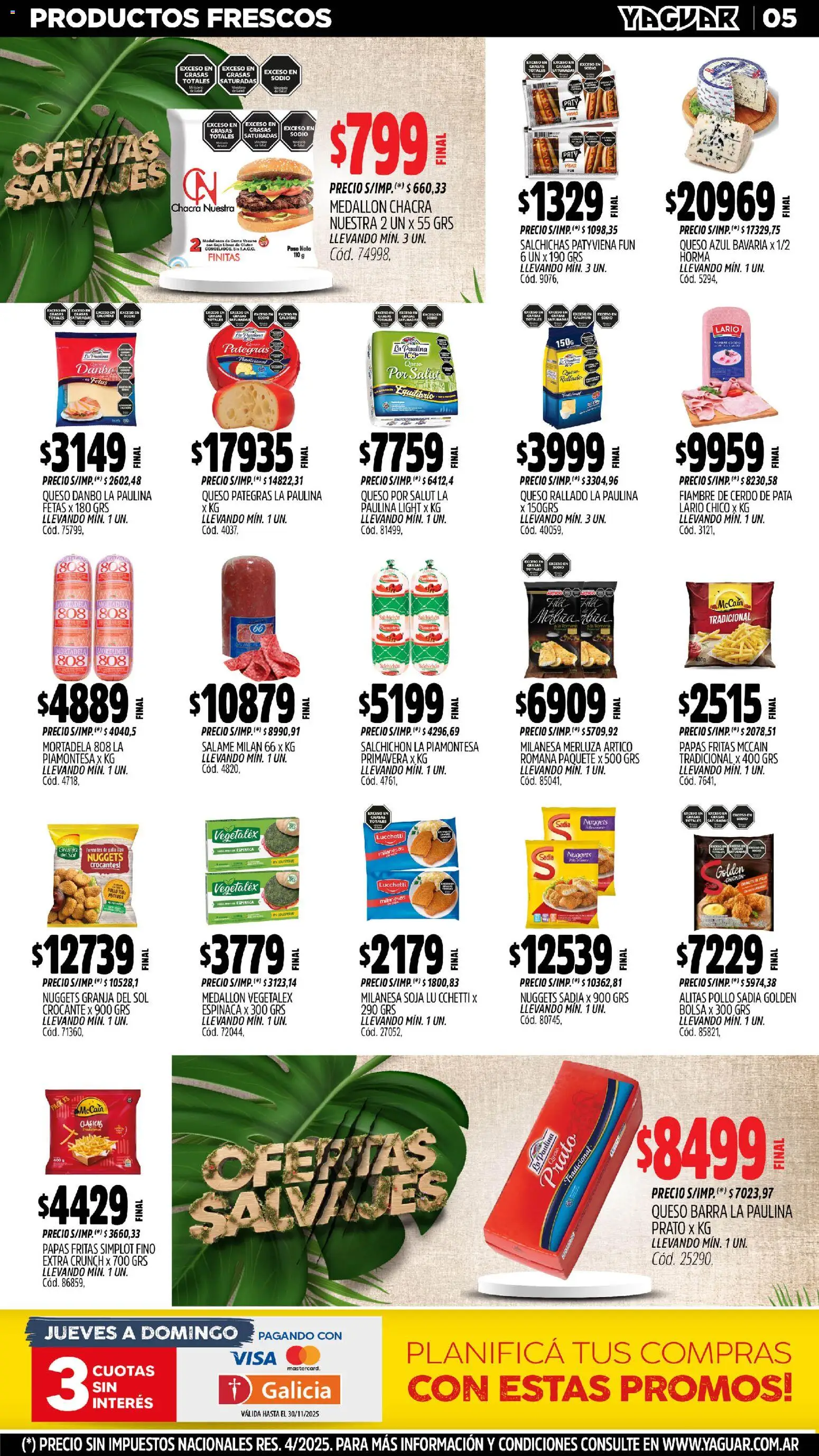 Yaguar - Trelew │ válido desde el 10.11.2025 | Página: 5 | Productos: Bolsa, Mortadela, Queso, Papas fritas