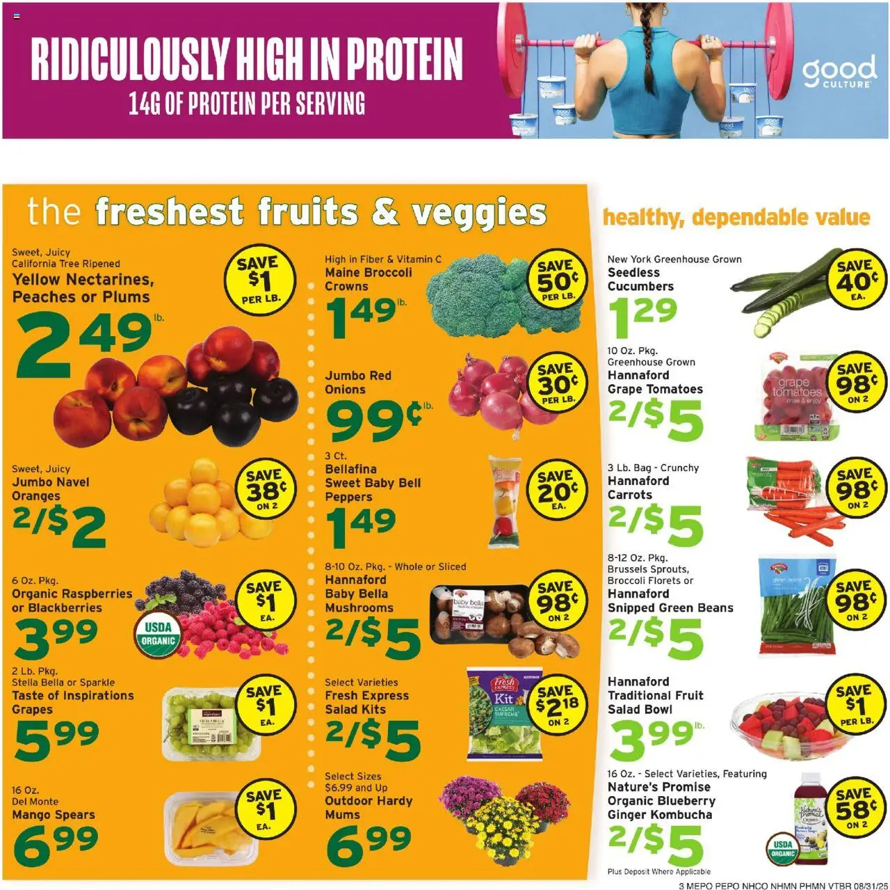 Hannaford Weekly Ad - valid from 31.08.2025 | Page: 3 | Products: Peppers, Ginger, Oranges, Cucumbers