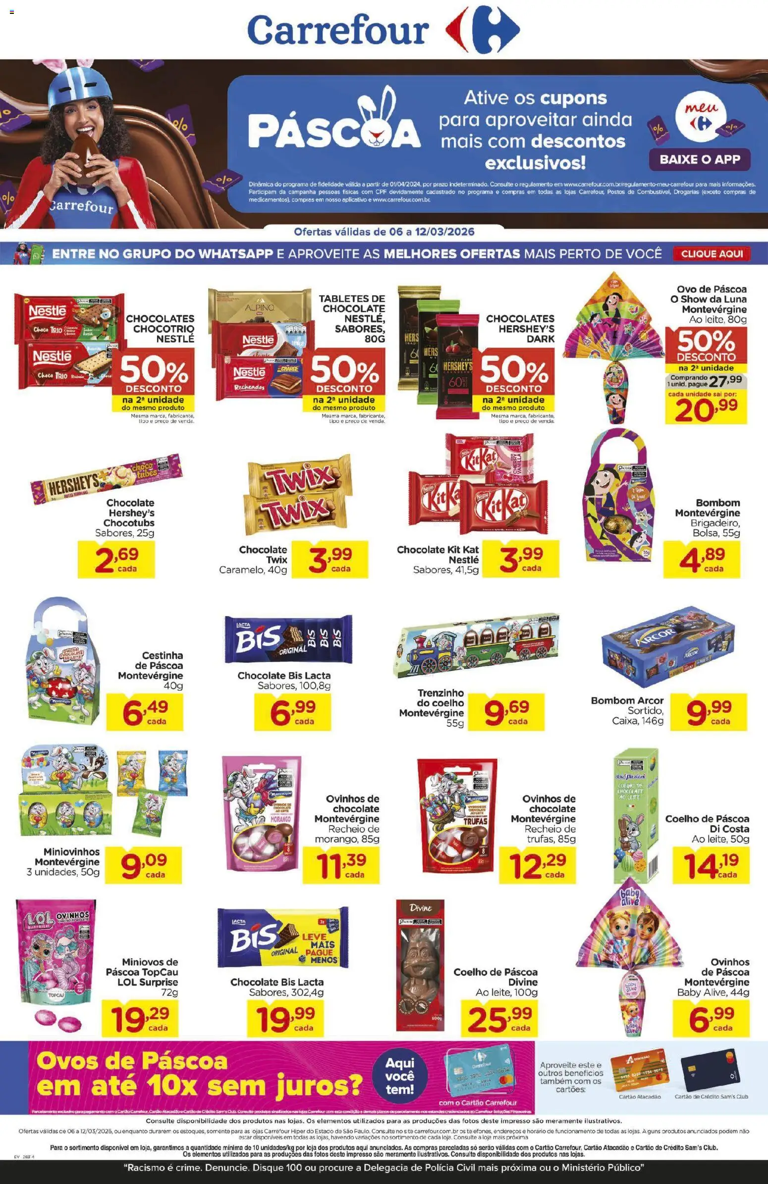 Carrefour Folheto - válido de 06.03.2026 | Página: 1 | Produtos: Twix, Ovos, Kit Kat, Bombom