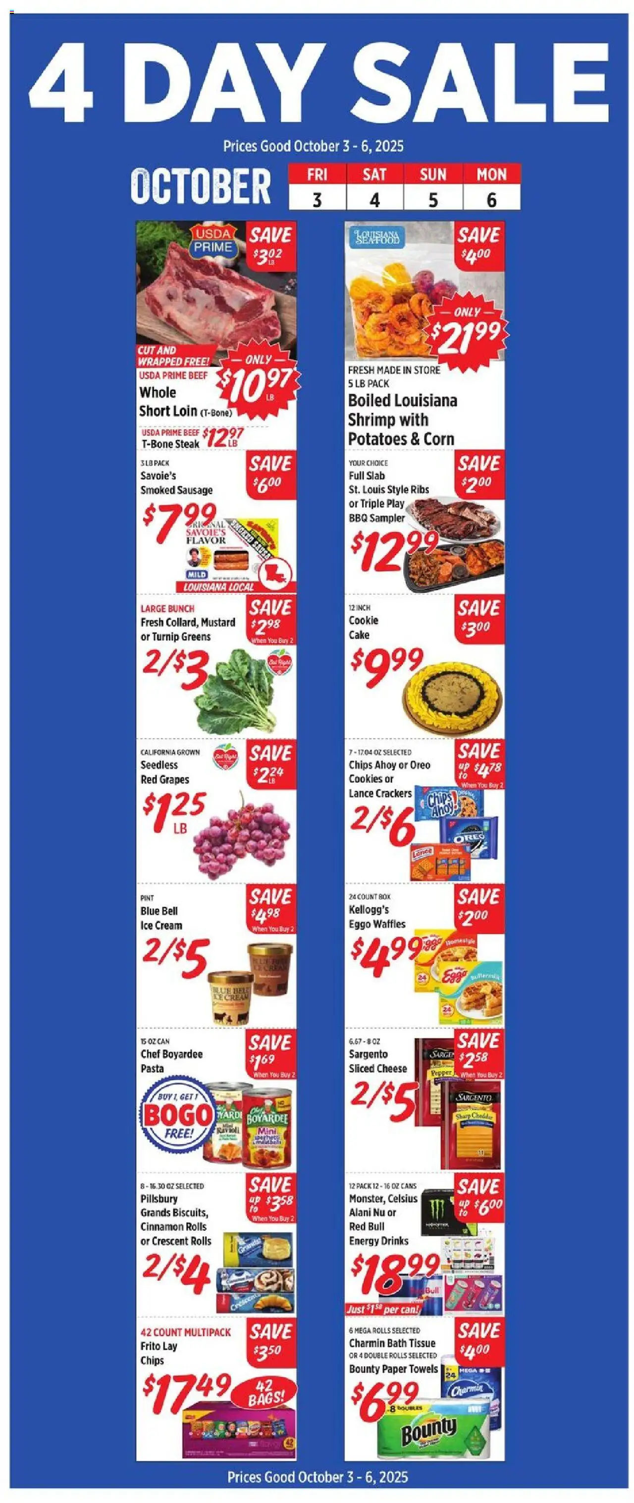 Rouses Weekly Ad - valid from 01.10.2025 | Page: 1 | Products: Cheese, Beef, Potatoes, Pepper
