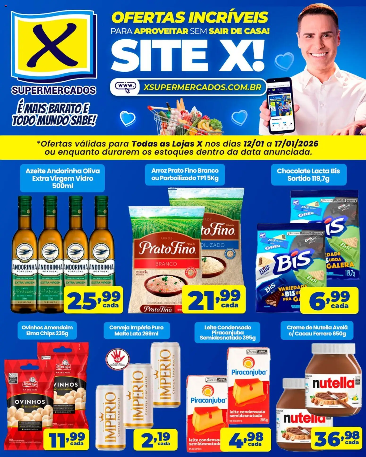 X Supermercados Folheto - válido de 12.01.2026 | Página: 1 | Produtos: Leite, Chocolate, Creme, Leite condensado