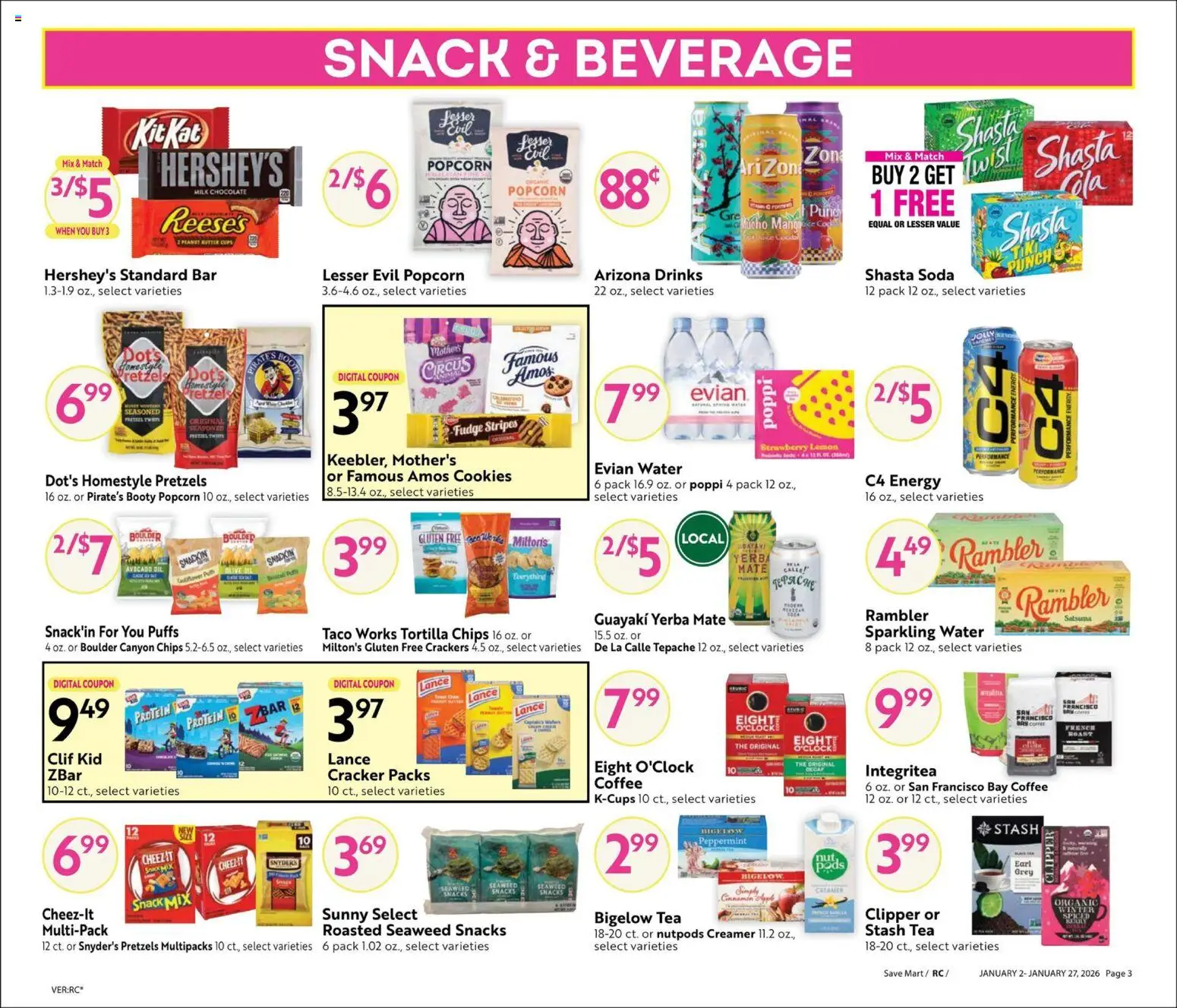 Save Mart Big Book of Savings - valid from 02.01.2026 | Page: 3 | Products: Milk, Chips, Cookies, Lemon