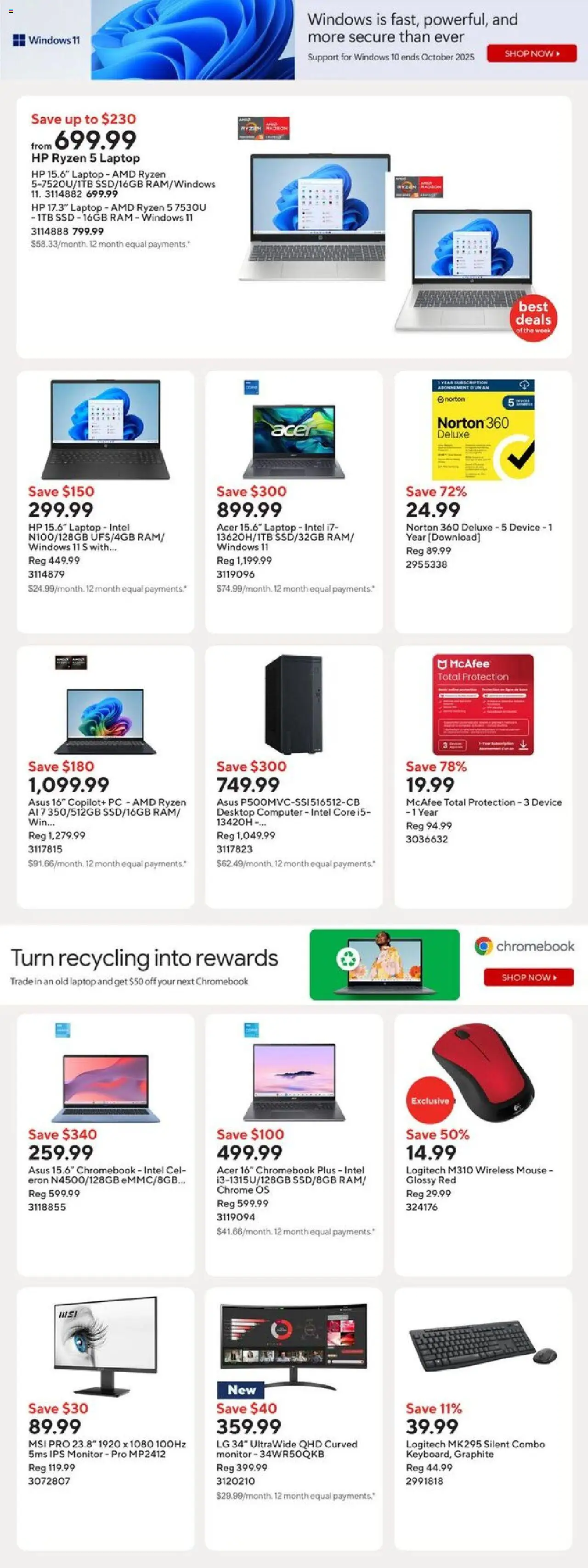 Staples flyer valid from 12.09.2025 | Page: 5 | Products: Monitor, PC, Computer, Mouse