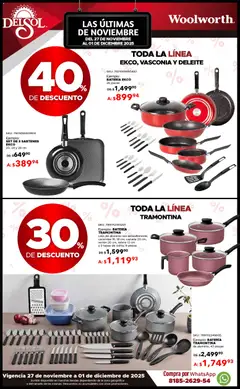 Vista previa de Del Sol y Woolworth Buen Fin , nuevo folleto de la tienda, válido en México a partir del 27.11.2025 | Página: 17 | Productos: Tetera, Batería, Sartén