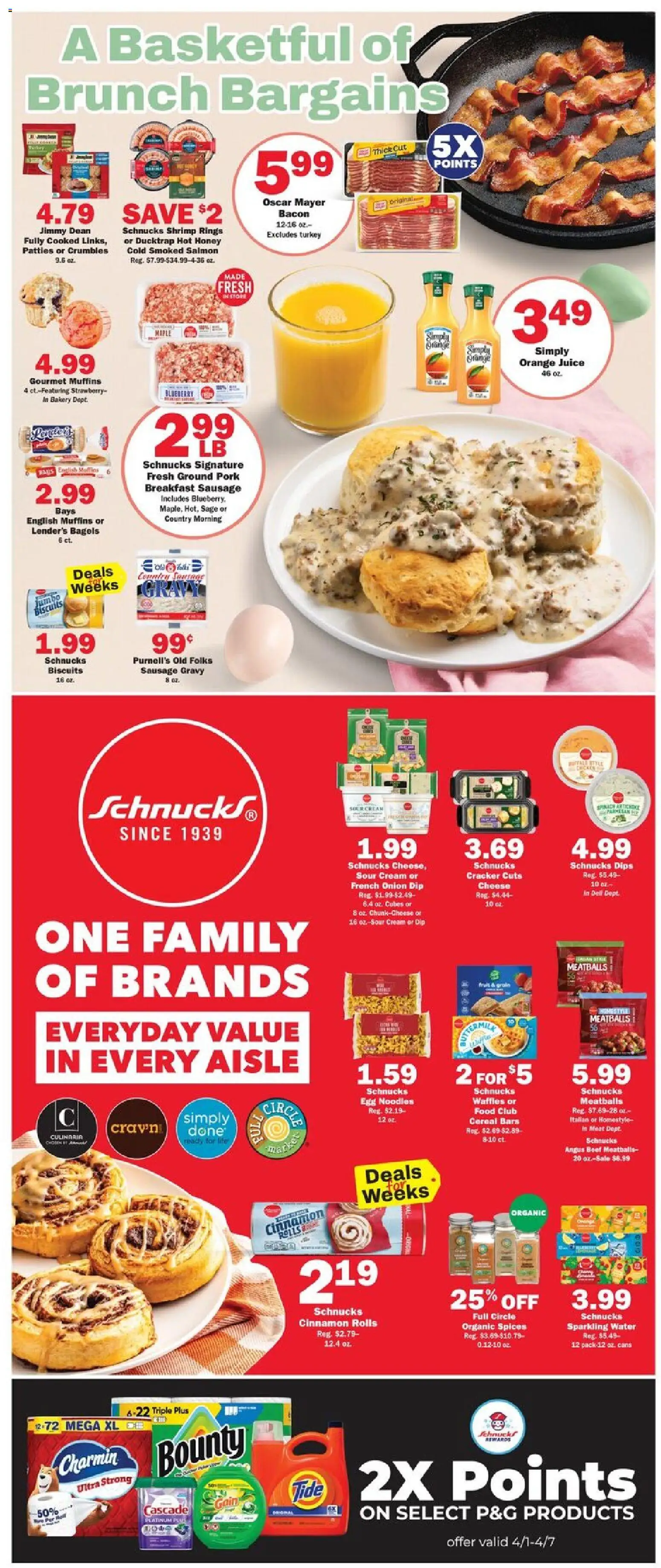Schnucks Weekly Print Ad - IL - valid from 01.04.2026 | Page: 2 | Products: Bakery, Cheese, Beef, Water