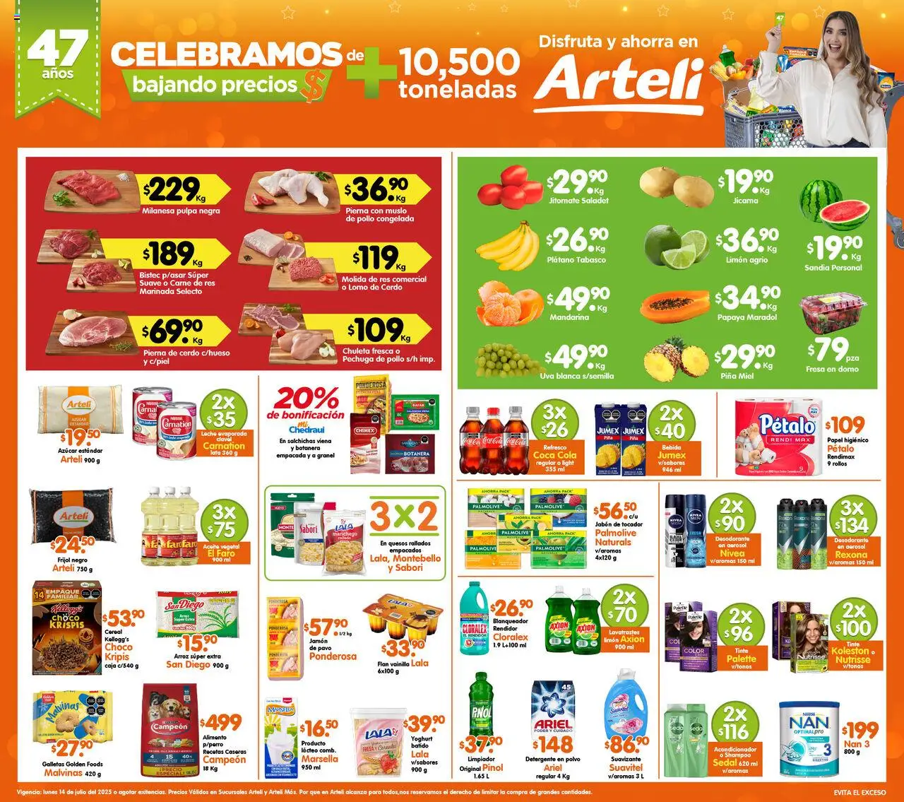 Nuevas ofertas de Arteli válidas en toda la República Mexicana desde el 14.07.2025. ¡Encuentra las mejores ofertas en Arteli Prensa Arteli! | Página: 1 | Productos: Desodorante, Pollo, Fresa, Limón