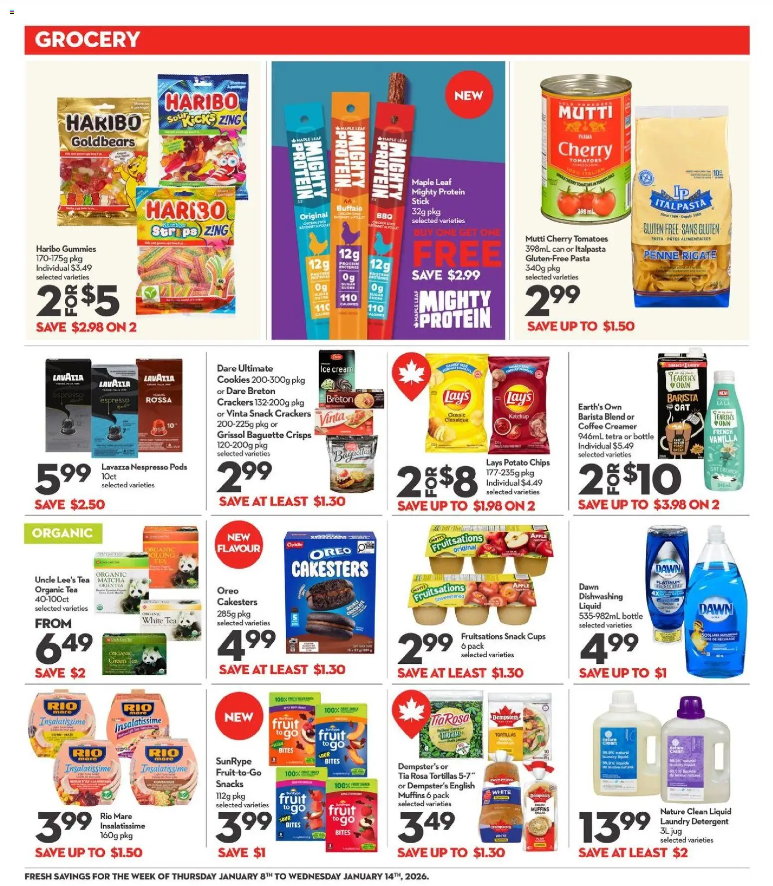 Longo's flyer valid from 08.01.2026 | Page: 6 | Products: Tea, Pasta, Cookies, Detergent