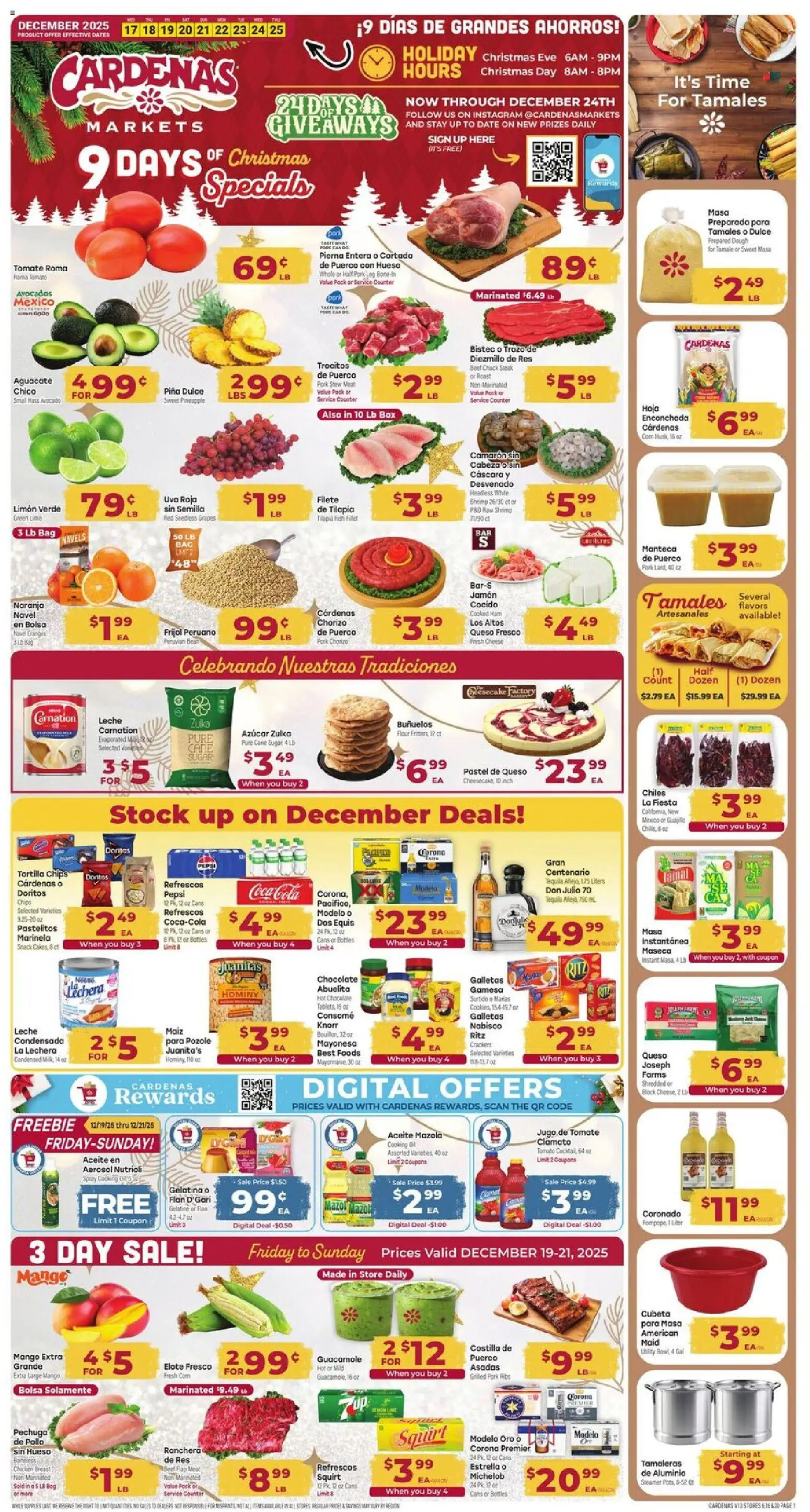 Cardenas Weekly Ad - valid from 17.12.2025 | Page: 1 | Products: Ham, Pork, Pineapple, Lime
