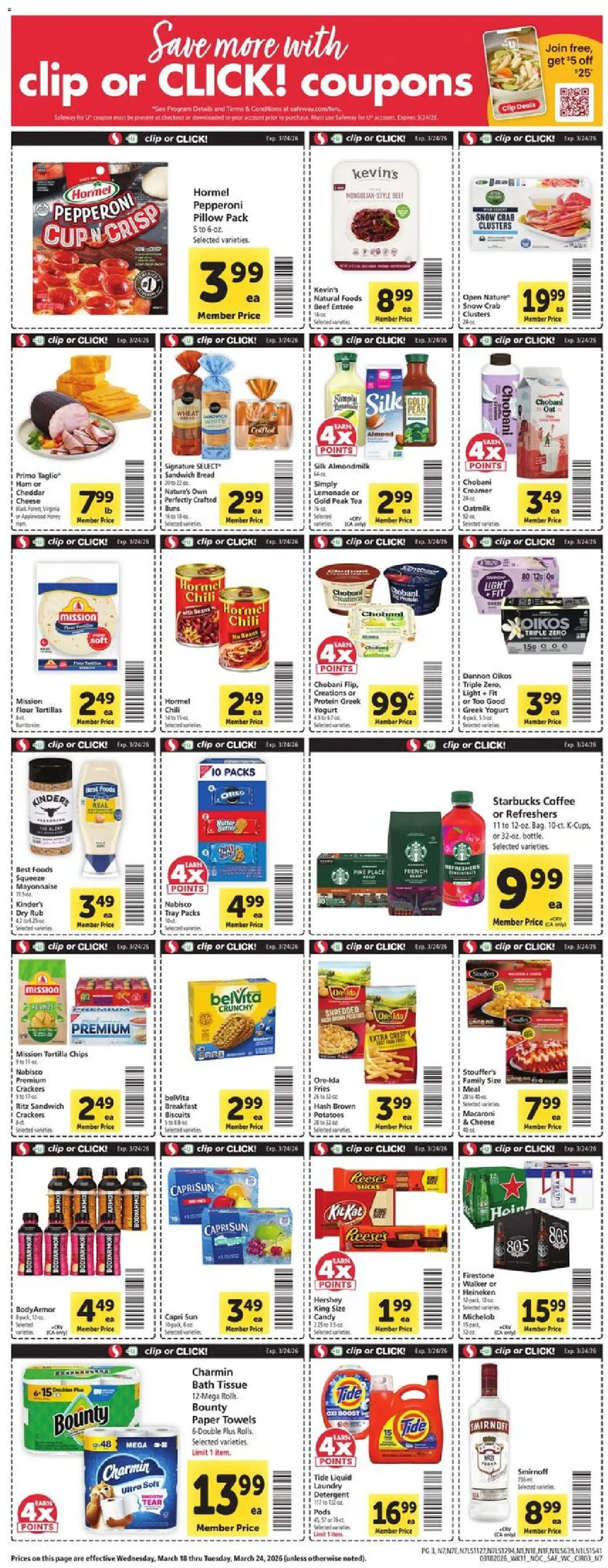 Safeway Weekly Ad - valid from 18.03.2026 | Page: 3 | Products: Clip, Bath, Cheese, Mayonnaise