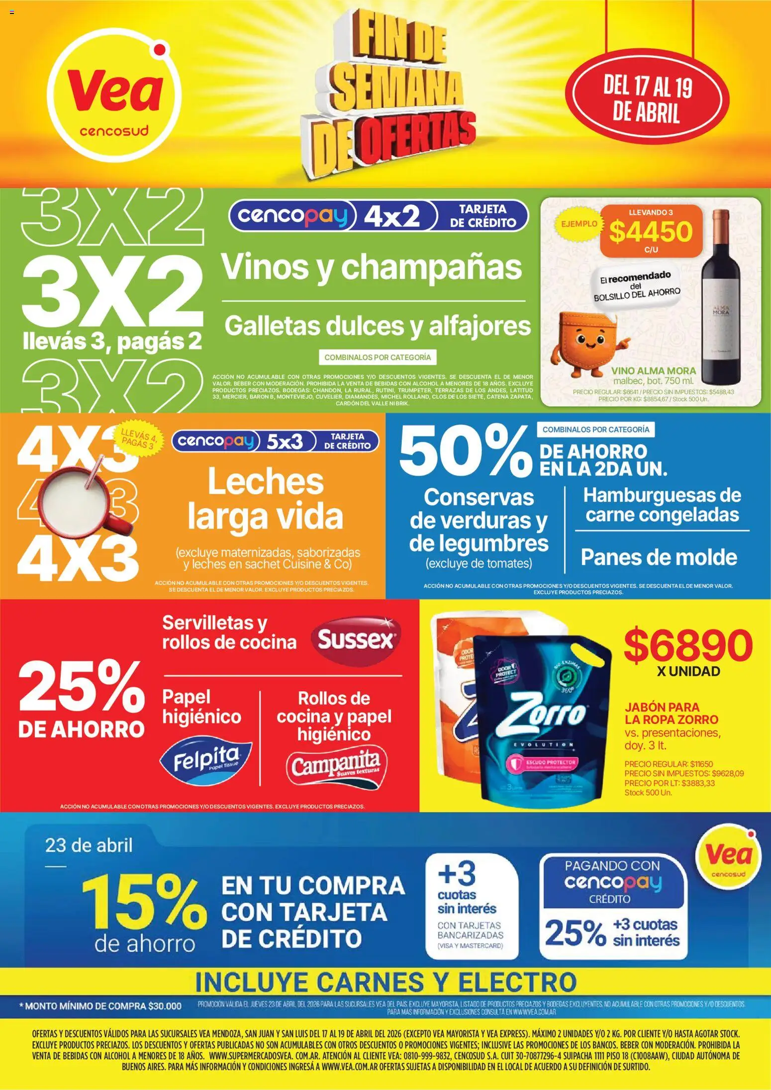 Vea - Ofertas fin de semana Cuyo │ válido desde el 17.04.2026 | Página: 1 | Productos: Molde, Vino, Tomates, Galletas