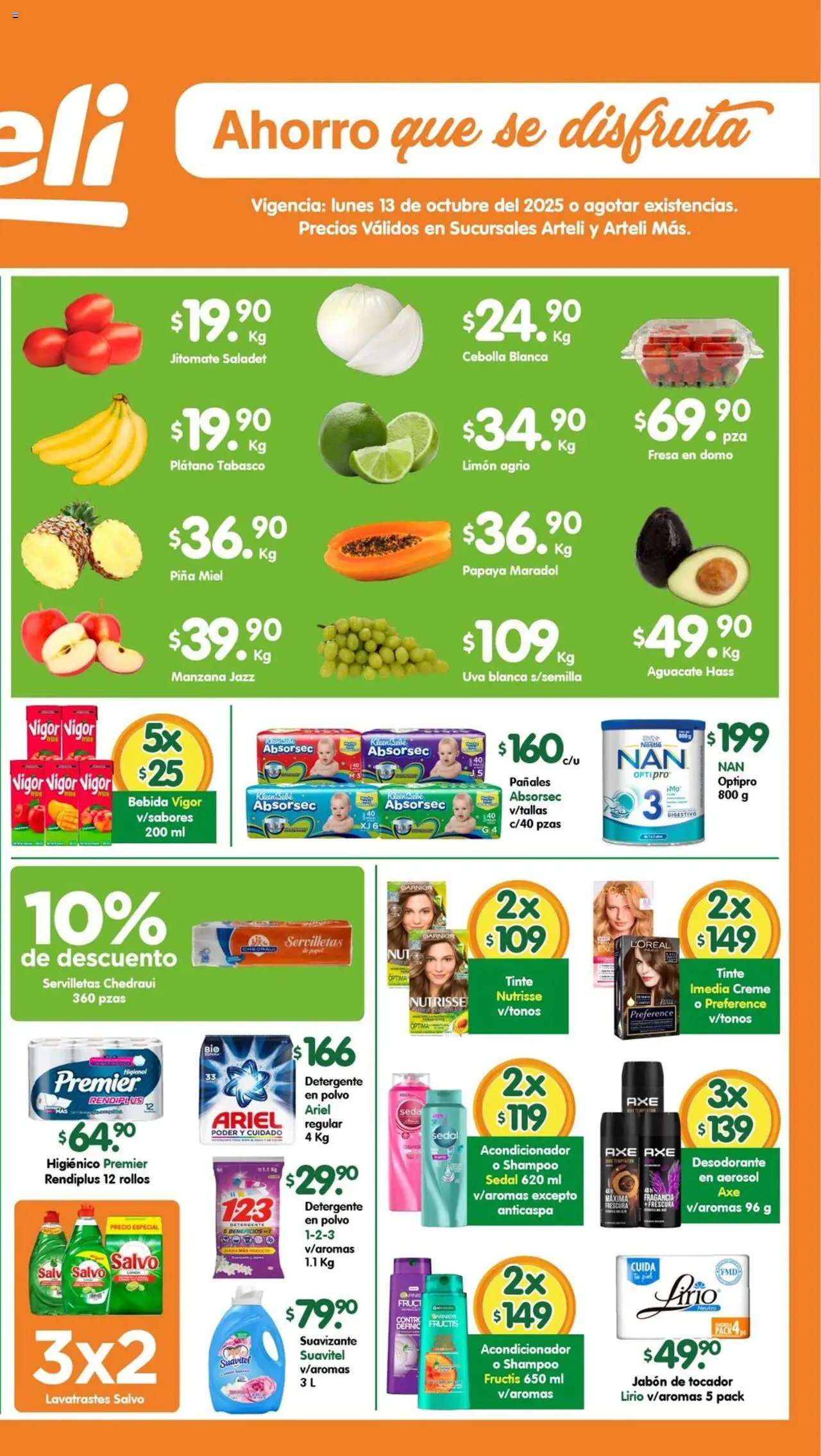 Nuevas ofertas de Arteli válidas en toda la República Mexicana desde el 13.10.2025. ¡Encuentra las mejores ofertas en Arteli - Folleto Tuxpan! | Página: 2 | Productos: Fresa, Piña, Servilletas, Jabón