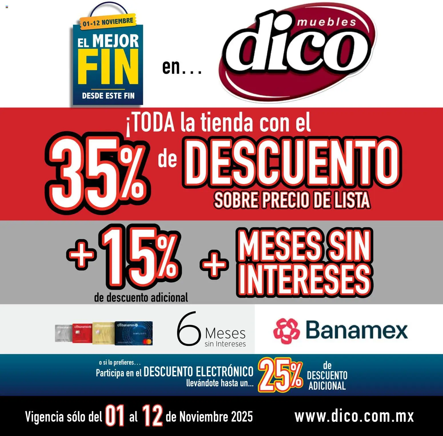 Nuevas ofertas de Muebles Dico válidas en toda la República Mexicana desde el 01.11.2025. ¡Encuentra las mejores ofertas en Muebles Dico Buen Fin ! | Página: 1 | Productos: Sobre