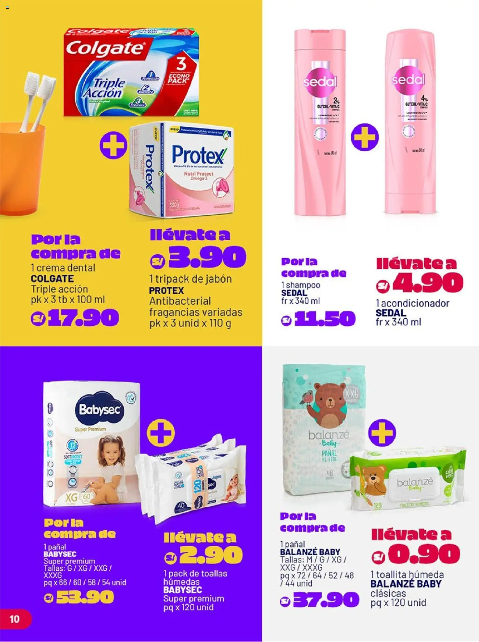 Catálogo Plaza Vea válido desde 20.04.2026 | Página: 10 | Productos: Shampoo, Acondicionador, Jabón, Crema