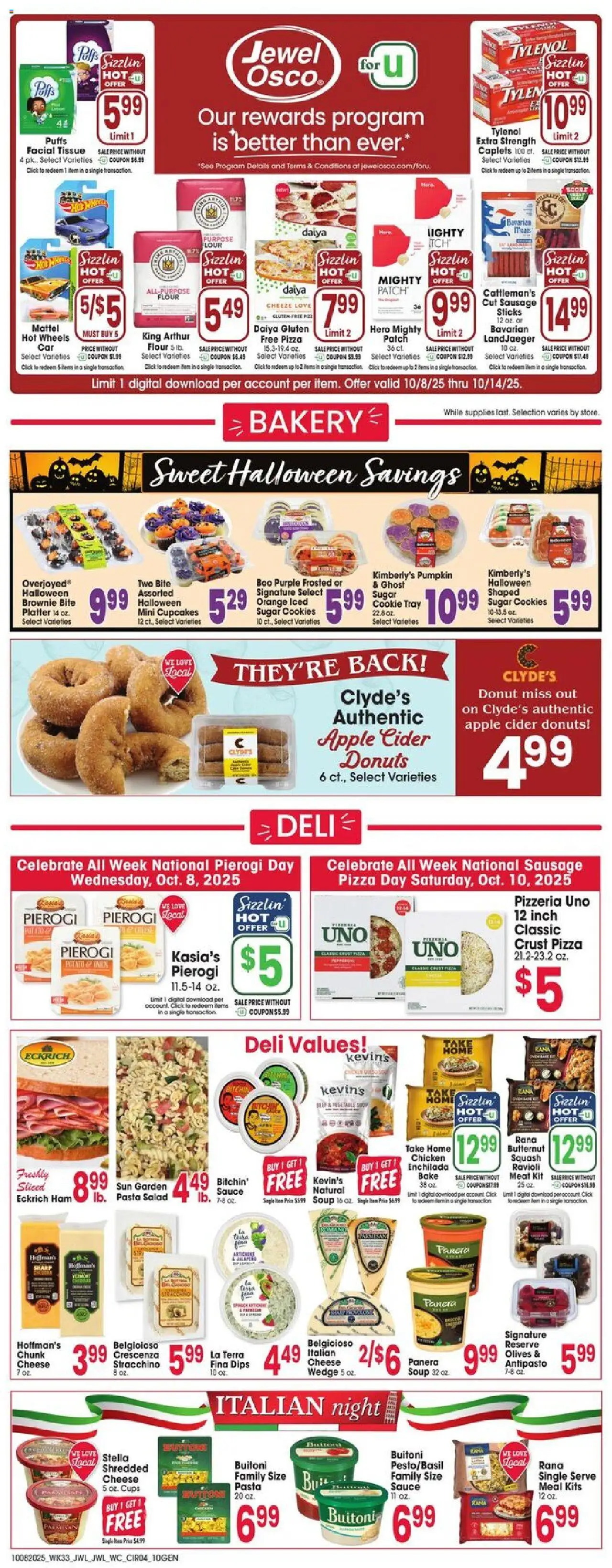 Jewel Osco Weekly Ad - IL - valid from 08.10.2025 | Page: 4 | Products: Cider, Pizza, Pasta, Sugar