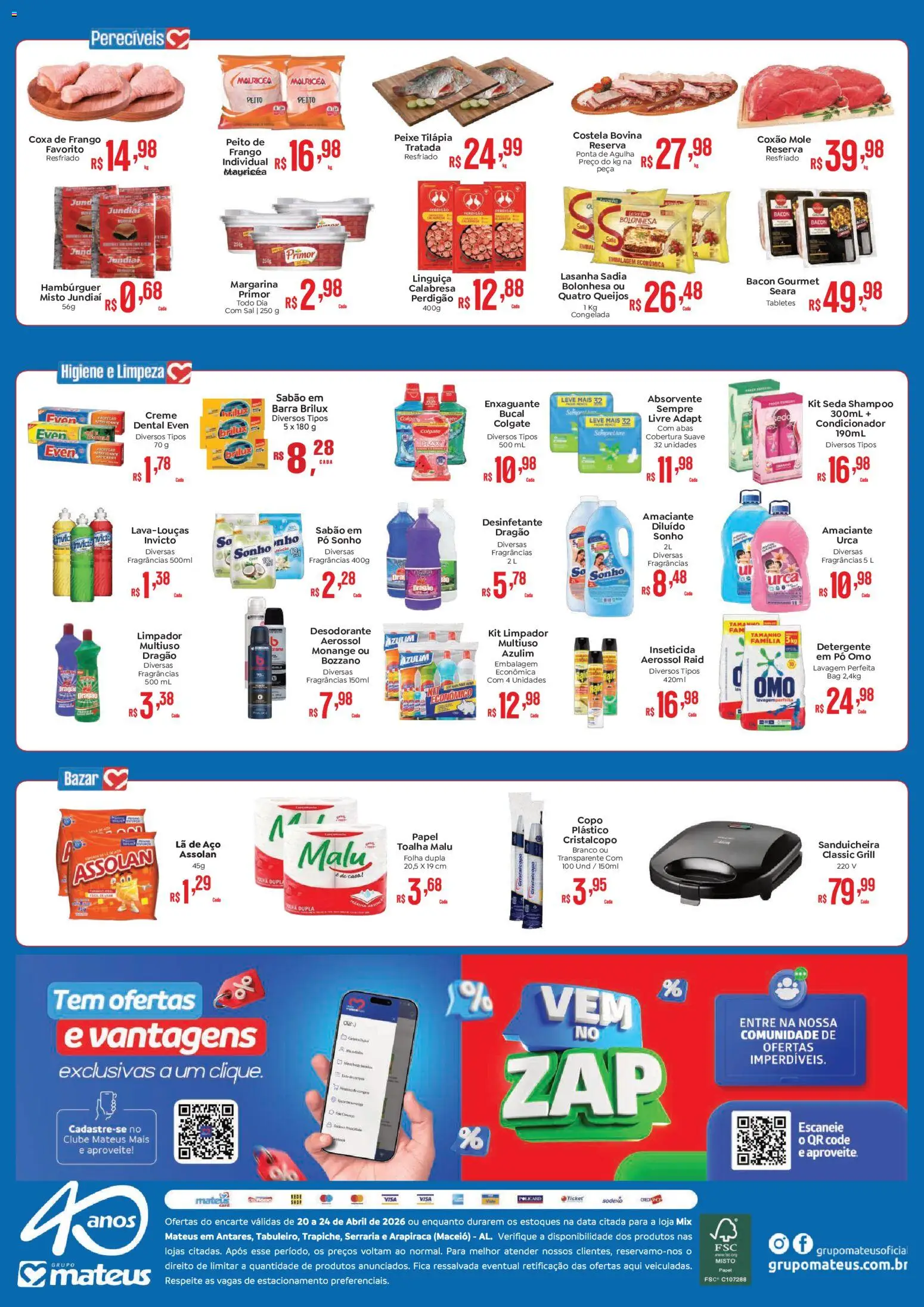 Mateus Folheto - válido de 20.04.2026 | Página: 2 | Produtos: Sanduicheira, Lasanha, Amaciante, Margarina