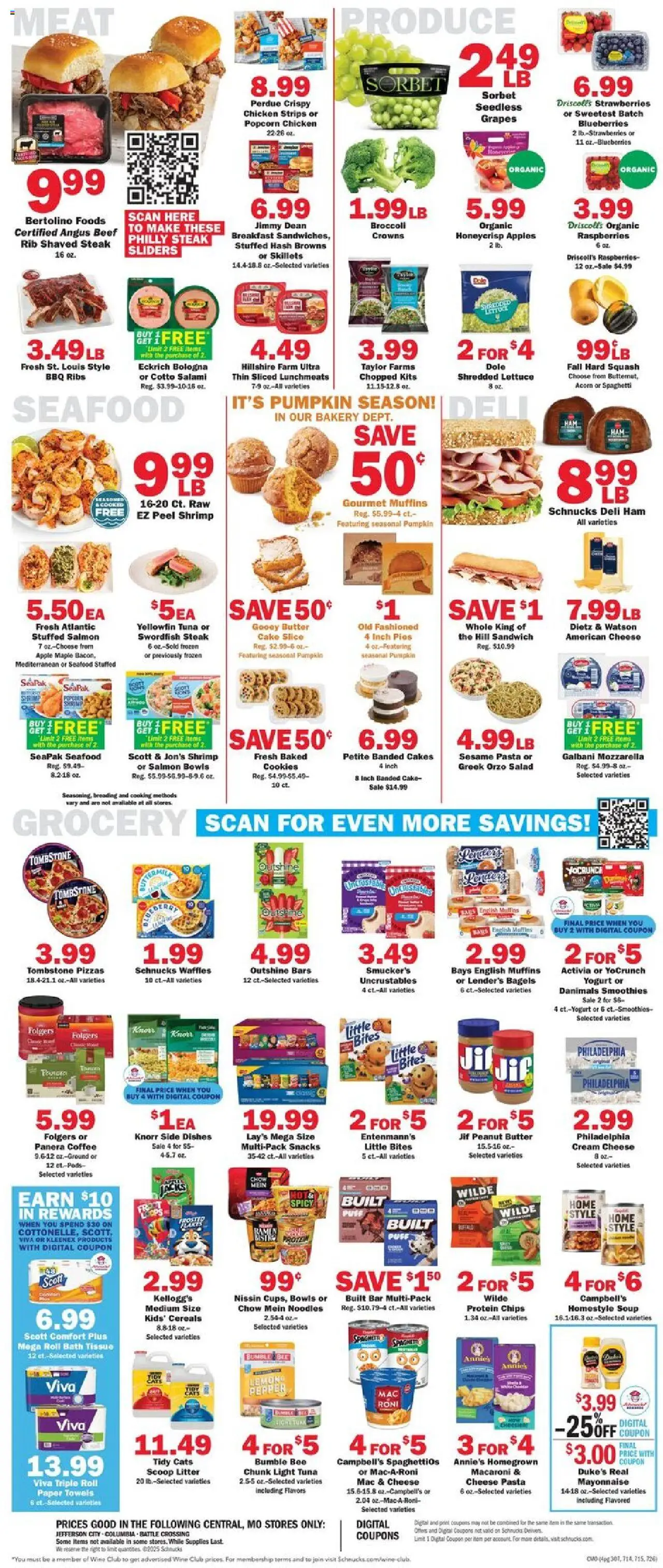 Schnucks Weekly Ad - valid from 08.10.2025 | Page: 4 | Products: Lettuce, Cheese, Coffee, Cream