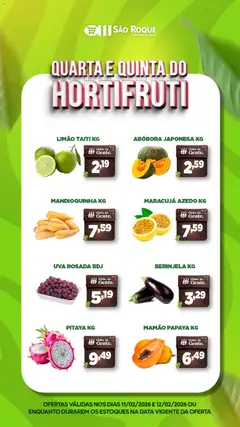 São Roque Supermercados - Ofertas da semana  - Pré-Visualização do folheto da loja São Roque Supermercados, válido de 11.02.2026 | Página: 2 | Produtos: Maracujá, Abóbora, Berinjela, Mandioquinha