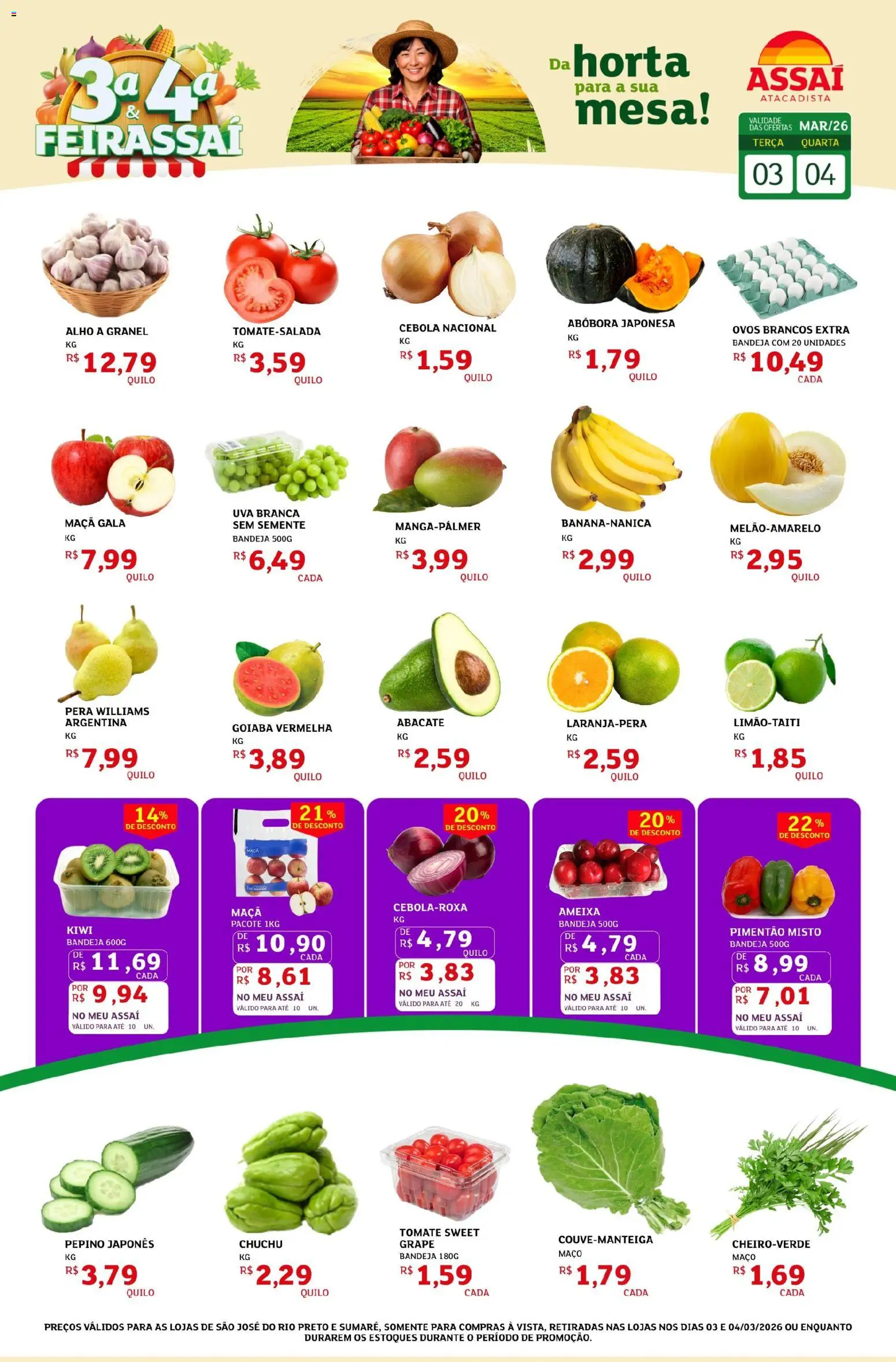 Assaí Atacadista Folheto - válido de 03.03.2026 | Página: 1 | Produtos: Cebola, Mesa, Ovos, Kiwi