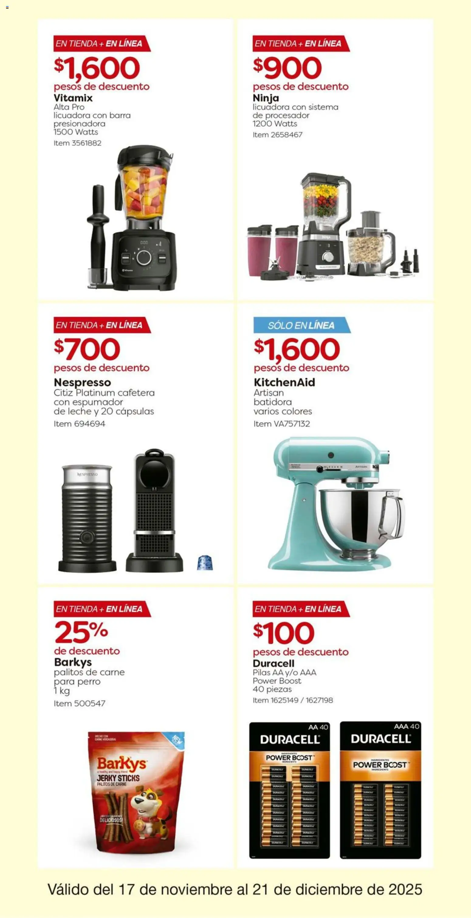 Nuevas ofertas de Costco válidas en toda la República Mexicana desde el 17.11.2025. ¡Encuentra las mejores ofertas en Costco catálogo! | Página: 17 | Productos: Licuadora, Batidora, Barra, Pilas