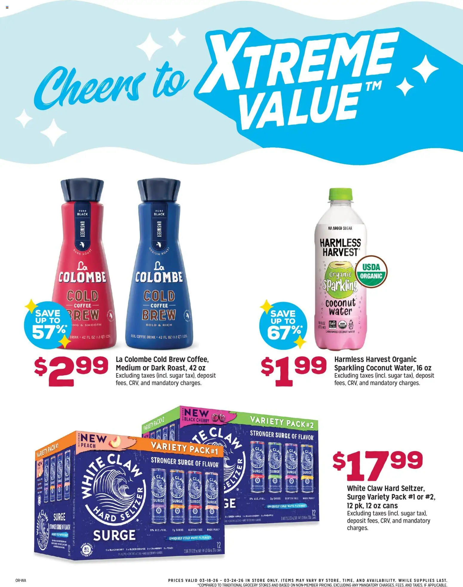 Grocery Outlet Weekly Ad - valid from 18.03.2026 | Page: 3 | Products: Coffee, Pineapple, Water, Sugar