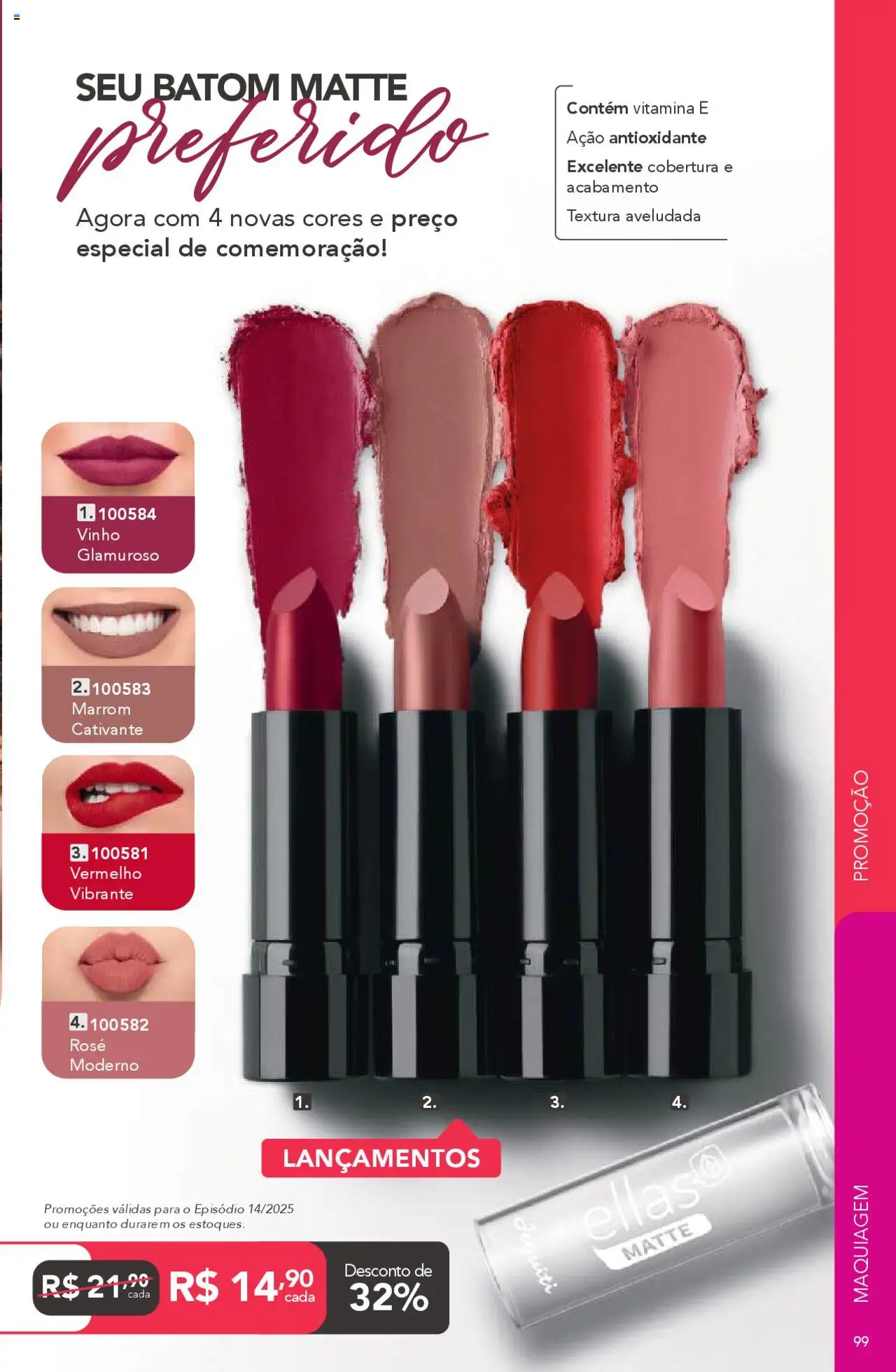 Jequiti Folheto - válido de 03.10.2025 | Página: 99 | Produtos: Maquiagem, Batom, Vinho