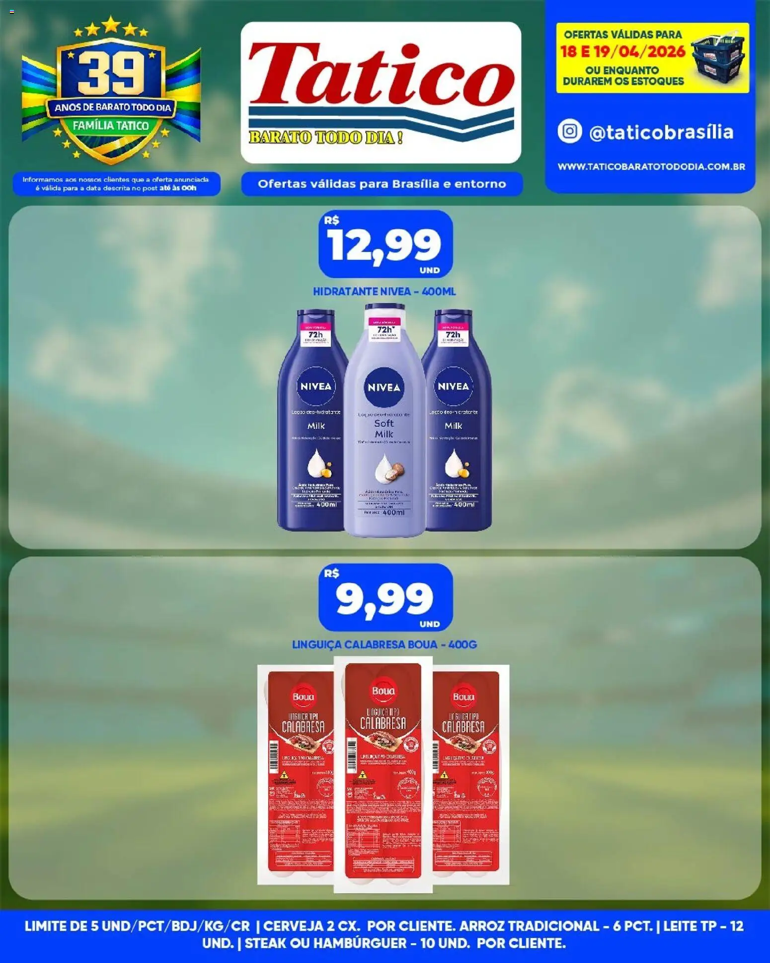 Tatico Folheto - válido de 18.04.2026 | Página: 8 | Produtos: Linguiça, Leite, Cerveja, Hambúrguer