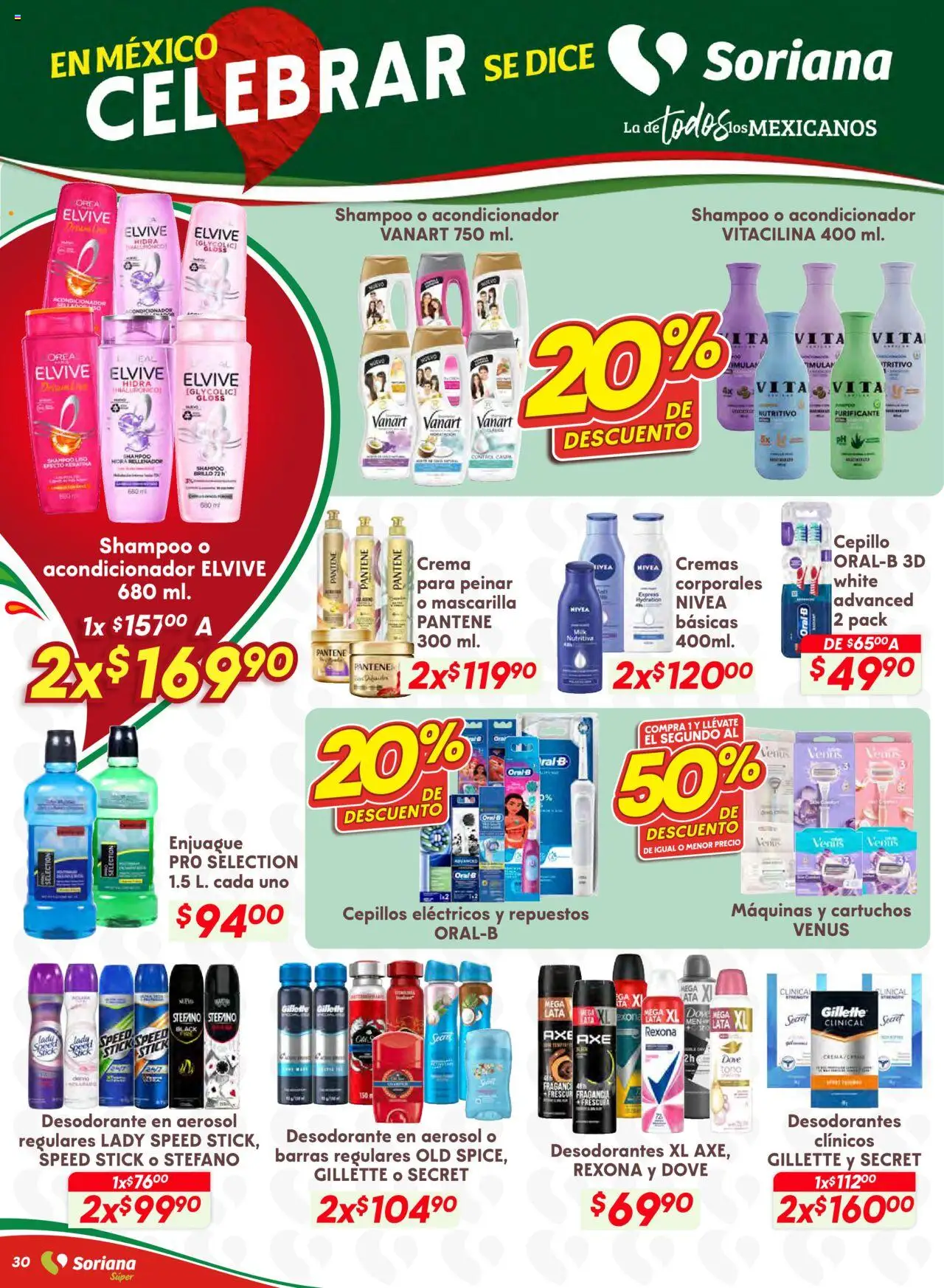 Nuevas ofertas de Soriana válidas en toda la República Mexicana desde el 28.08.2025. ¡Encuentra las mejores ofertas en Soriana - Preciazazaso Súper: Frontera Chia, Q. Roo! | Página: 30 | Productos: Desodorante, Cepillo, Fragancia, Acondicionador