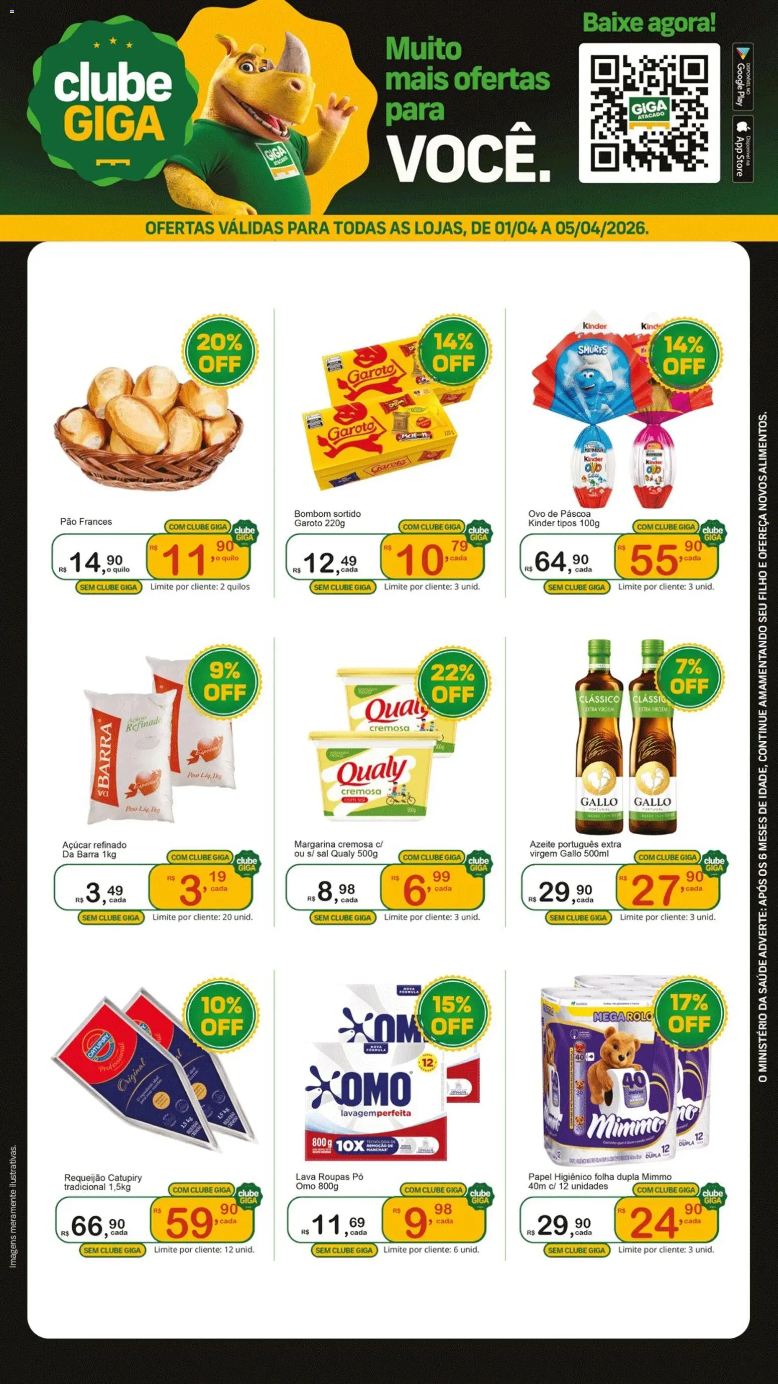 GIGA Atacado Folheto - válido de 01.04.2026 | Página: 1 | Produtos: Ovo de páscoa, Pão, Bombom, Papel higiênico