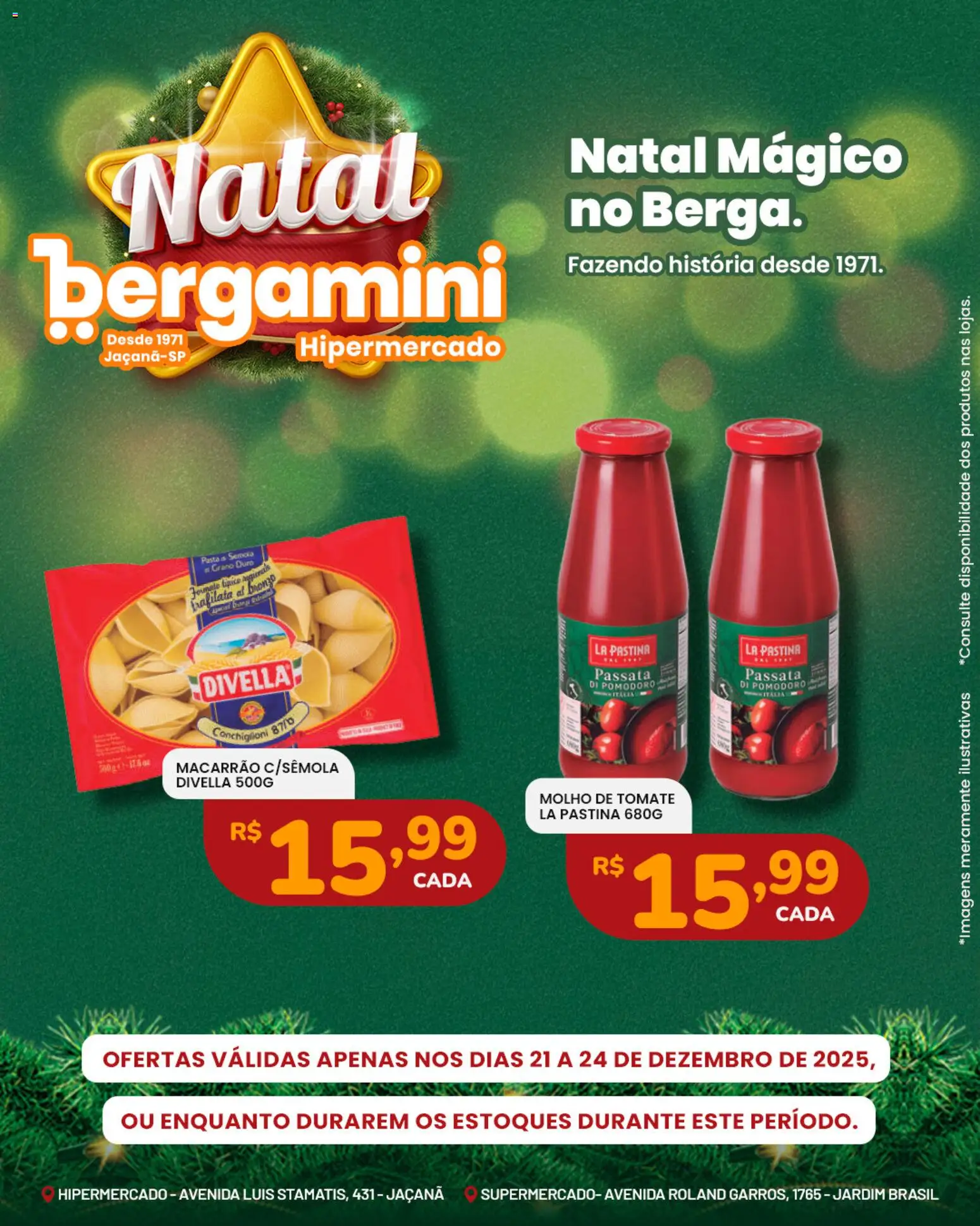 Supermercado Bergamini Folheto - válido de 21.12.2025 | Página: 15 | Produtos: Molho de tomate, Pasta, Macarrão