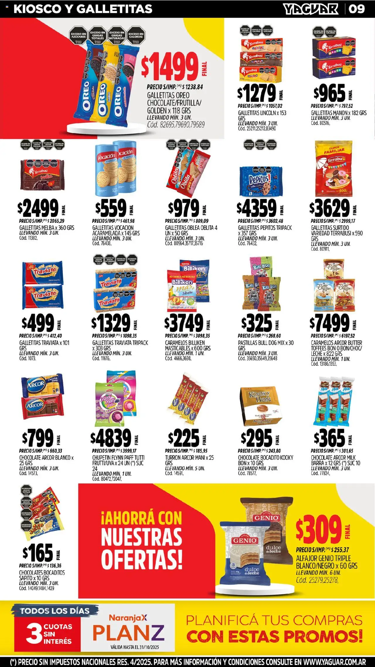 Yaguar - Córdoba │ válido desde el 13.10.2025 | Página: 9 | Productos: Galletitas, Yogur, Uva, Chocolate