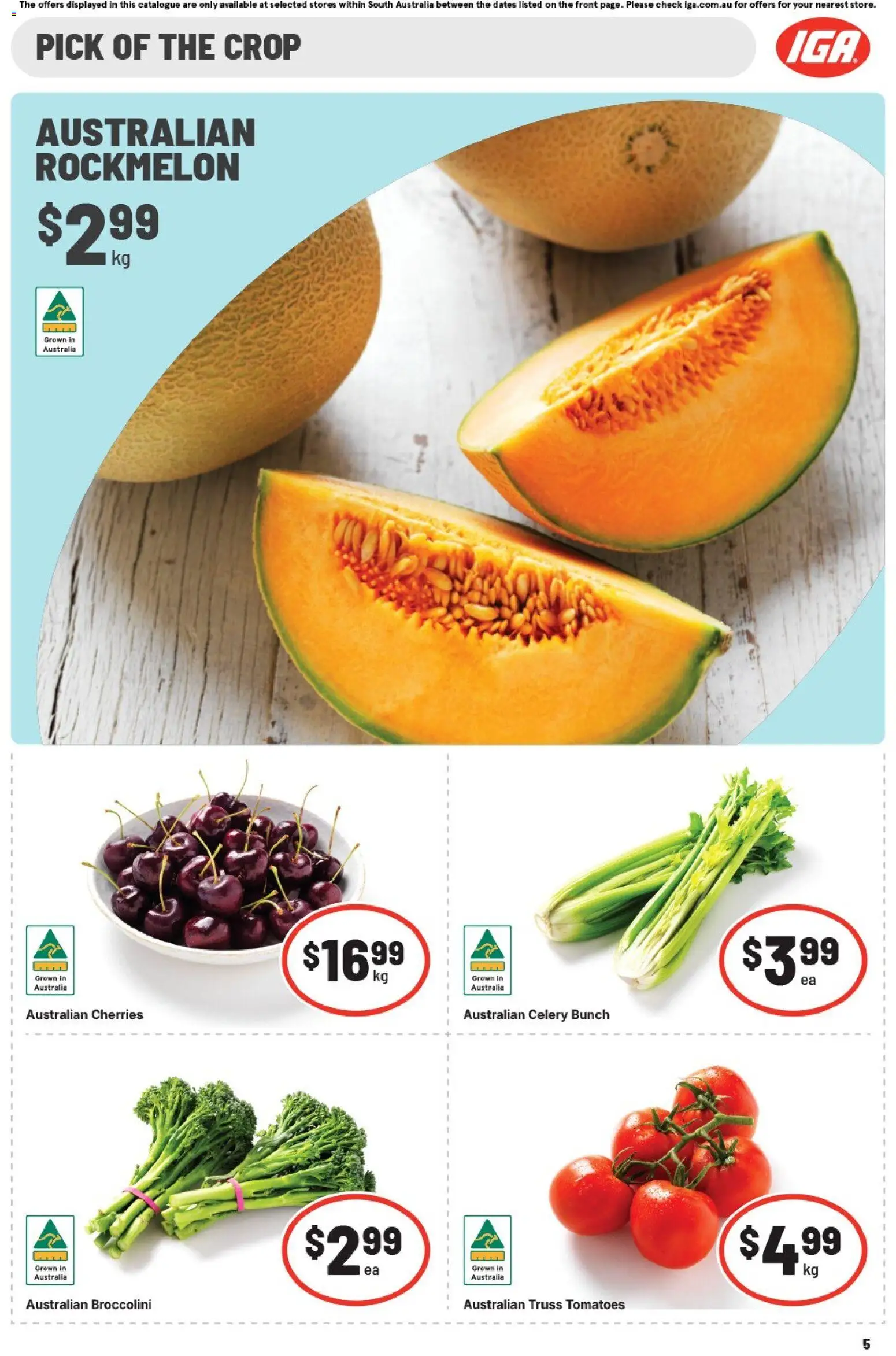 IGA catalogue - valid from 24.12.2025 | Page: 5 | Products: Cherries, Tomatoes, Rockmelon