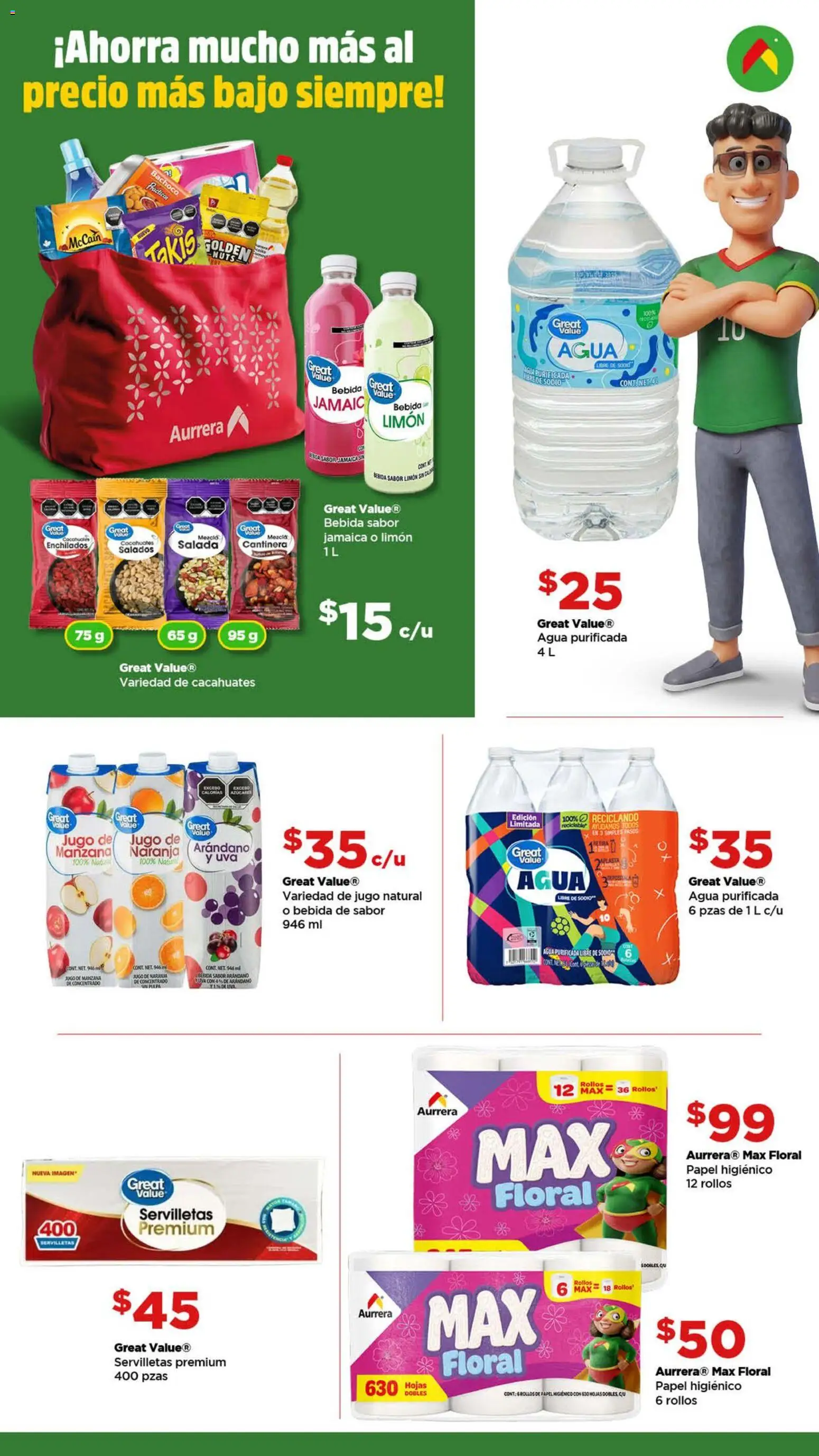Nuevas ofertas de Bodega Aurrerá válidas en toda la República Mexicana desde el 22.04.2026. ¡Encuentra las mejores ofertas en Bodega Aurrerá folleto Aprovecha todo para tu desayuno! | Página: 7 | Productos: Agua, Limón, Jugo, Papel higiénico