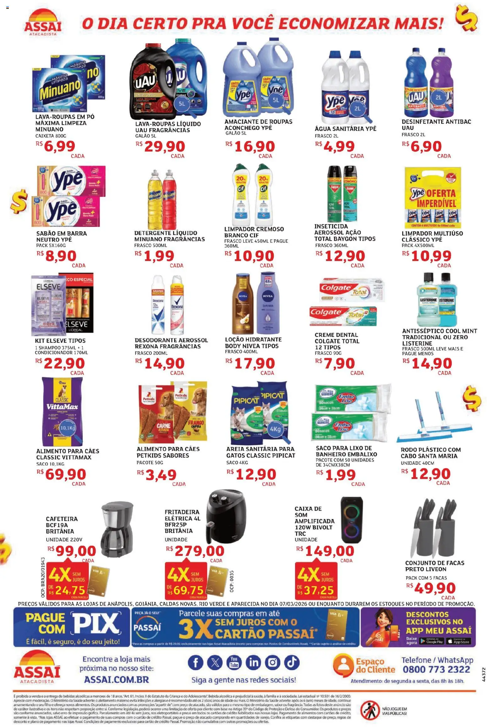 Assaí Atacadista Folheto - válido de 07.03.2026 | Página: 4 | Produtos: Sabão em barra, Pó, Roupas, Rodo