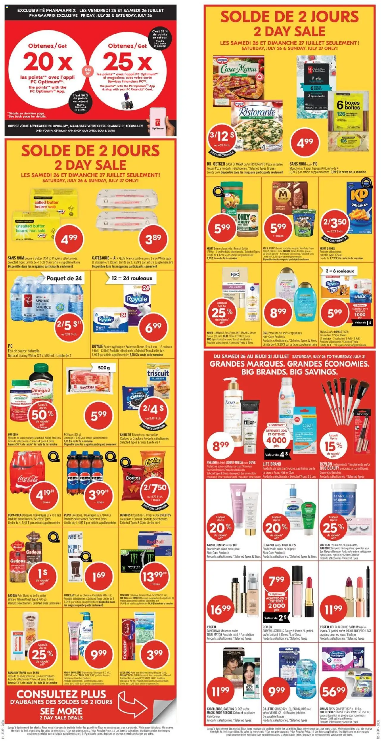 Pharmaprix flyer valid from 26.07.2025 | Page: 1 | Products: Eye makeup remover, Milk, Eggs, Bread