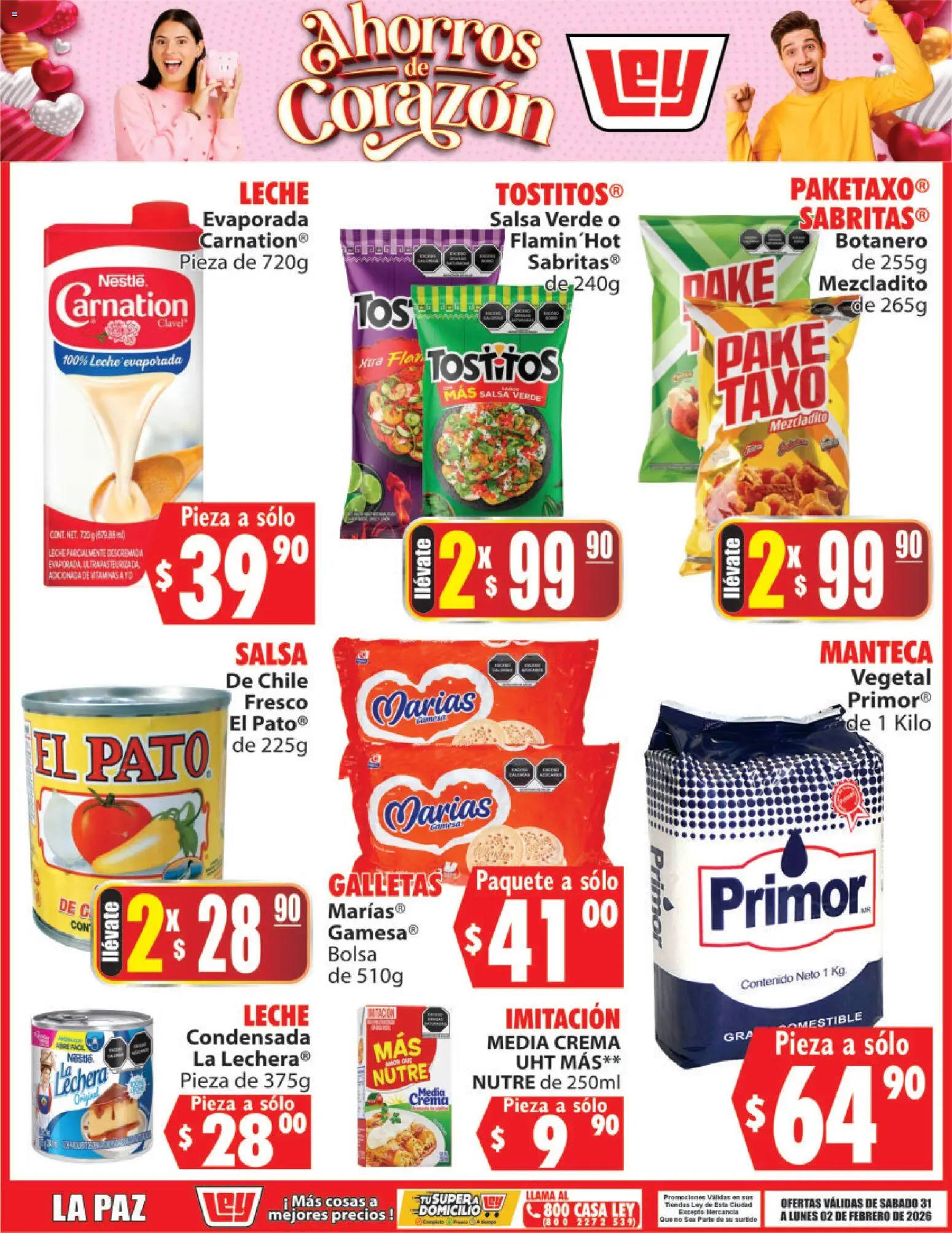 Nuevas ofertas de Casa Ley válidas en toda la República Mexicana desde el 31.01.2026. ¡Encuentra las mejores ofertas en Casa Ley folleto Ahorros de Corazón! | Página: 3 | Productos: Crema, Bolsa, Galletas, Vitaminas