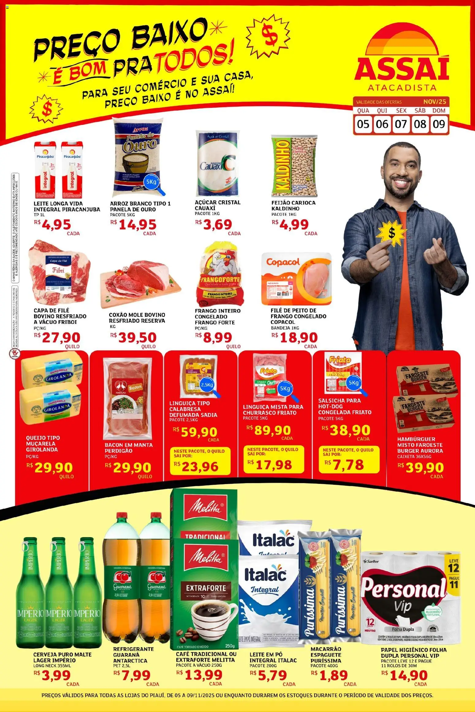 Assaí Atacadista Folheto - válido de 05.11.2025 | Página: 1 | Produtos: Feijão, Guaraná, Frango, Mussarela