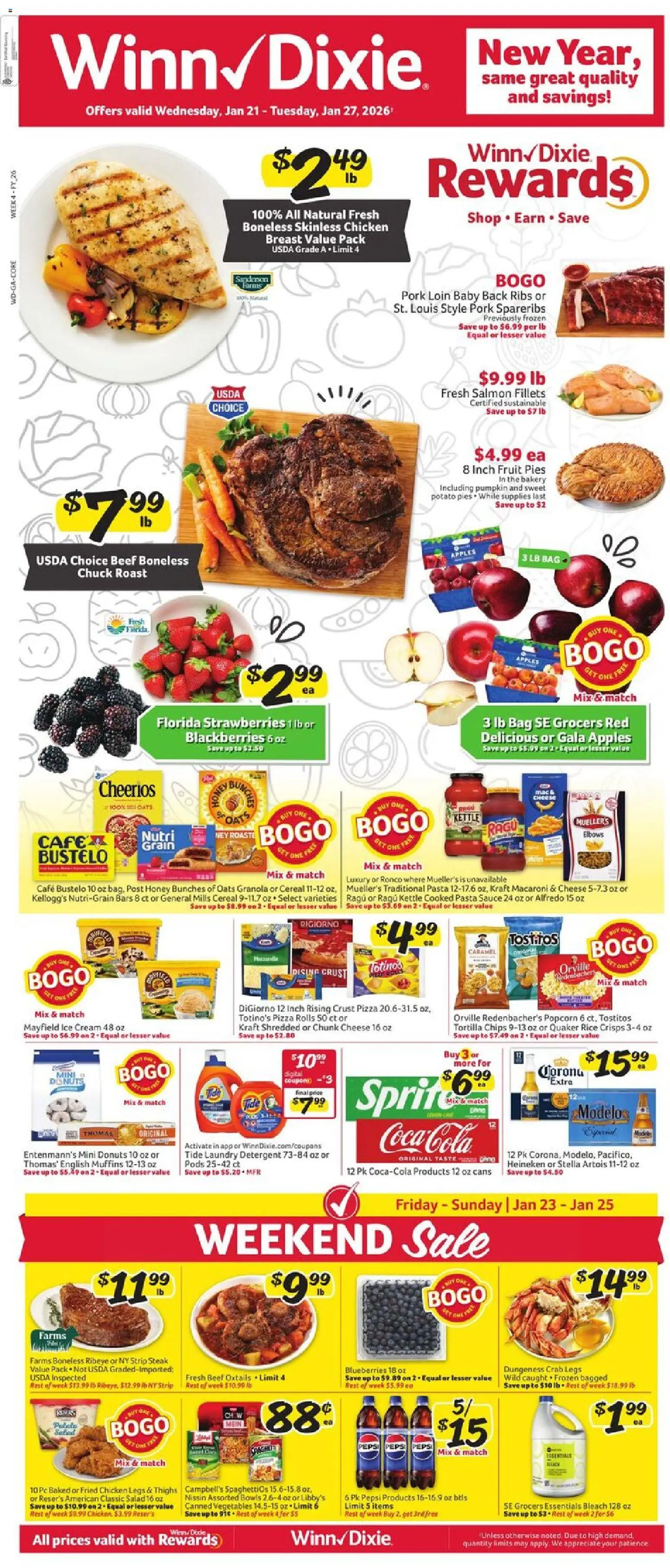 Winn Dixie Weekly Circular - GA - valid from 21.01.2026 | Page: 1 | Products: Cheese, Rice, Vegetables, Pc