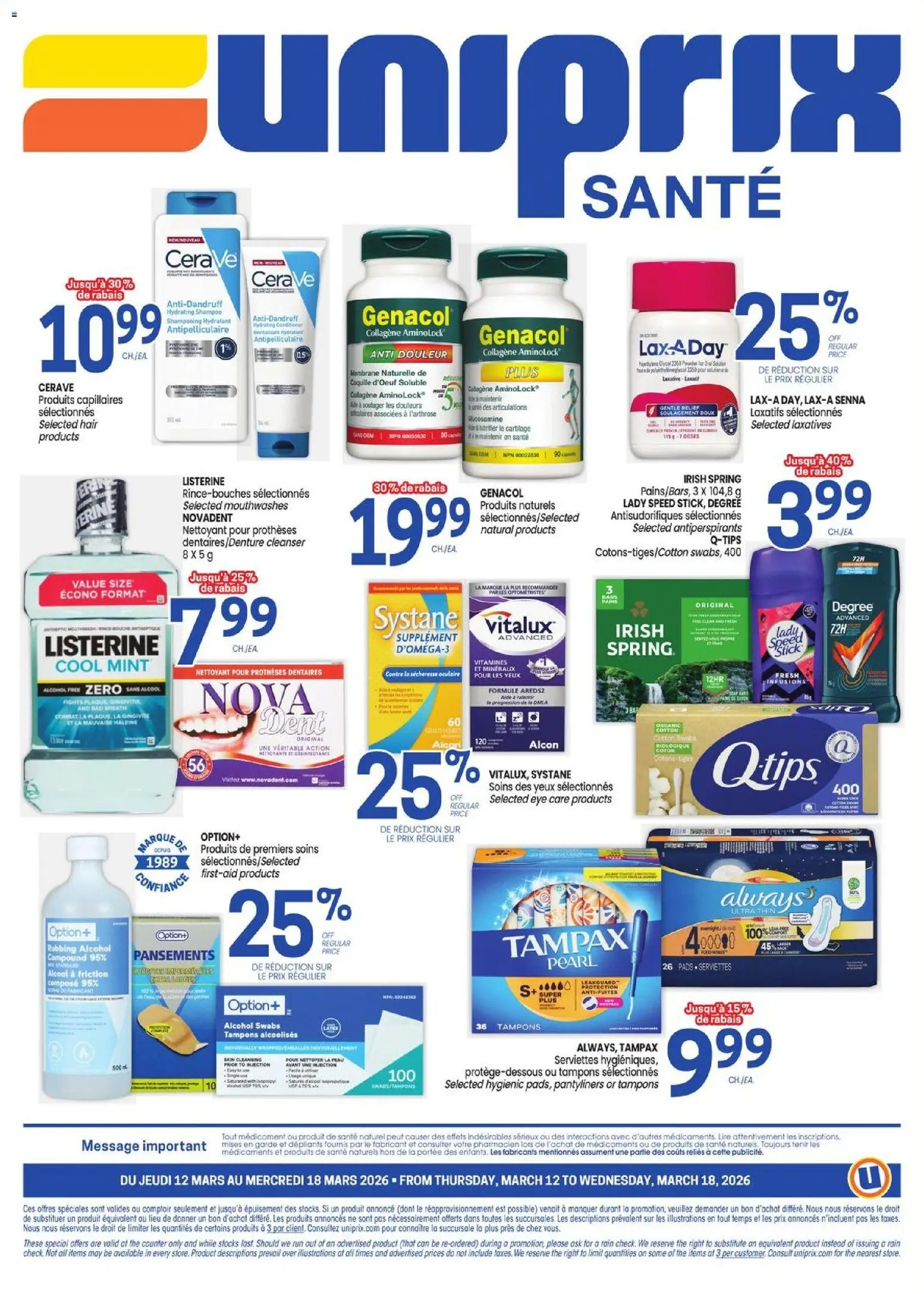 Uniprix flyer valid from 12.03.2026 | Page: 4 | Products: Powder, Shampoo, Conditioner