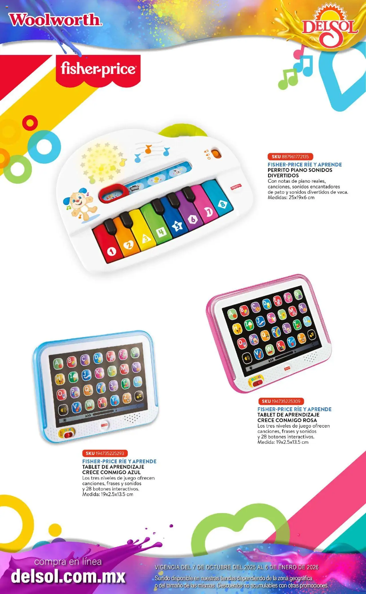 Nuevas ofertas de Del Sol y Woolworth válidas en toda la República Mexicana desde el 07.10.2025. ¡Encuentra las mejores ofertas en Del Sol y Woolworth - Catálogo Castillo Del Juguete! | Página: 3 | Productos: Tablet, Juego