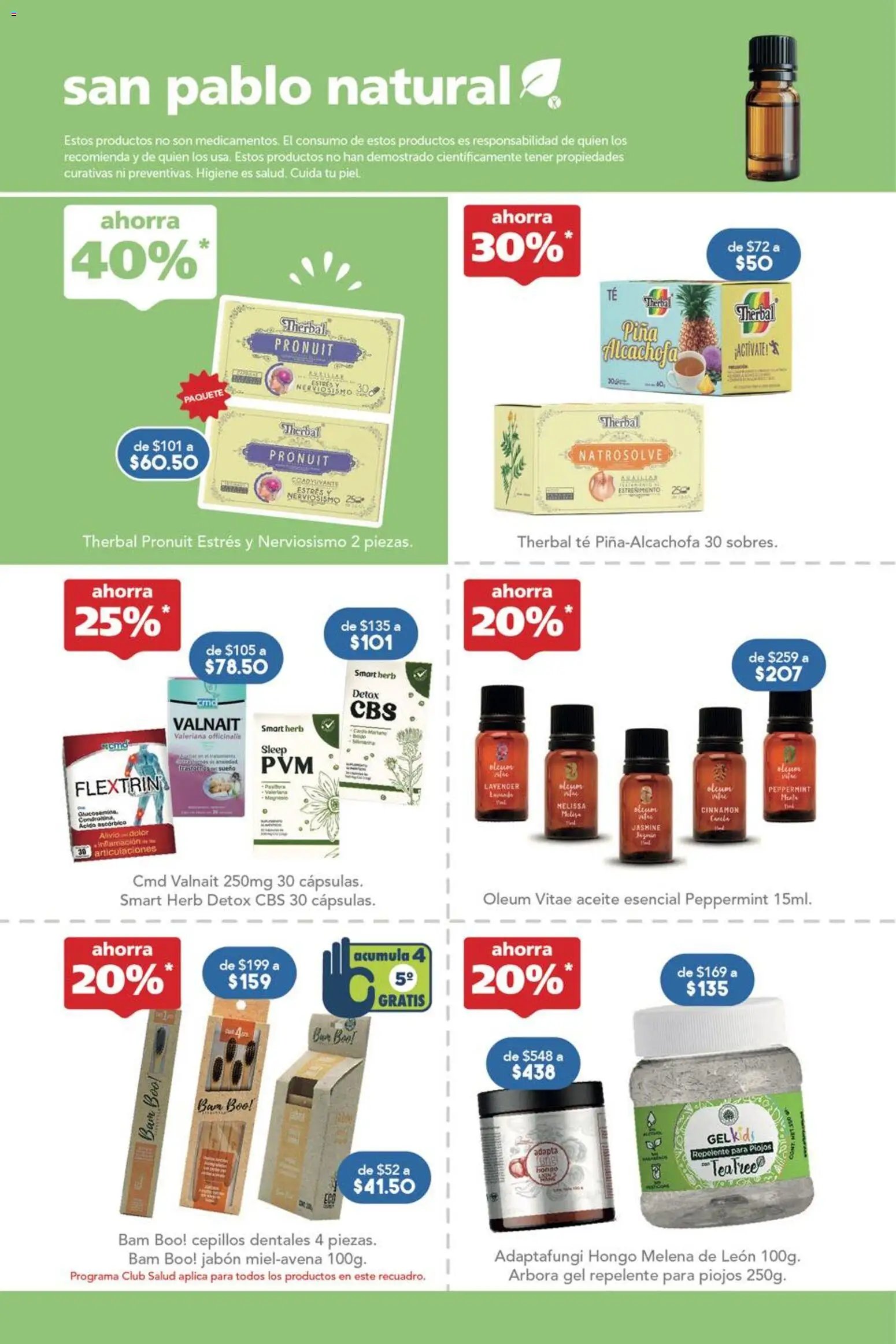 Nuevas ofertas de Farmacia San Pablo válidas en toda la República Mexicana desde el 08.03.2026. ¡Encuentra las mejores ofertas en Farmacia San Pablo catálogo! | Página: 4 | Productos: Aceite, Piña, Repelente, Jabón