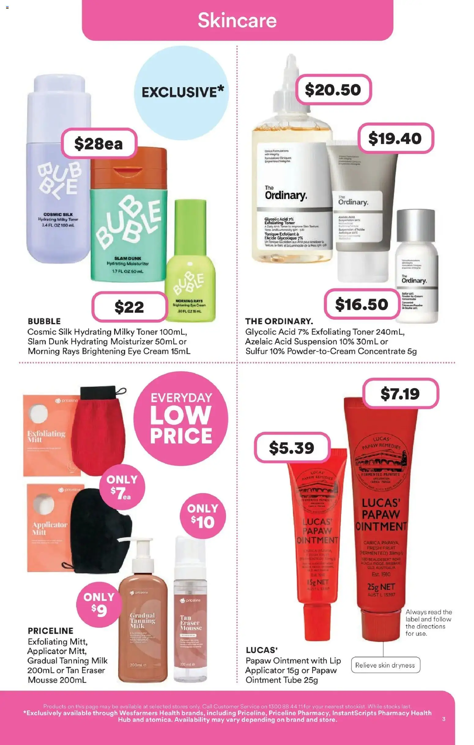 Priceline Pharmacy catalogue - valid from 25.12.2025 | Page: 3 | Products: Milk, Cream, Toner, Mousse