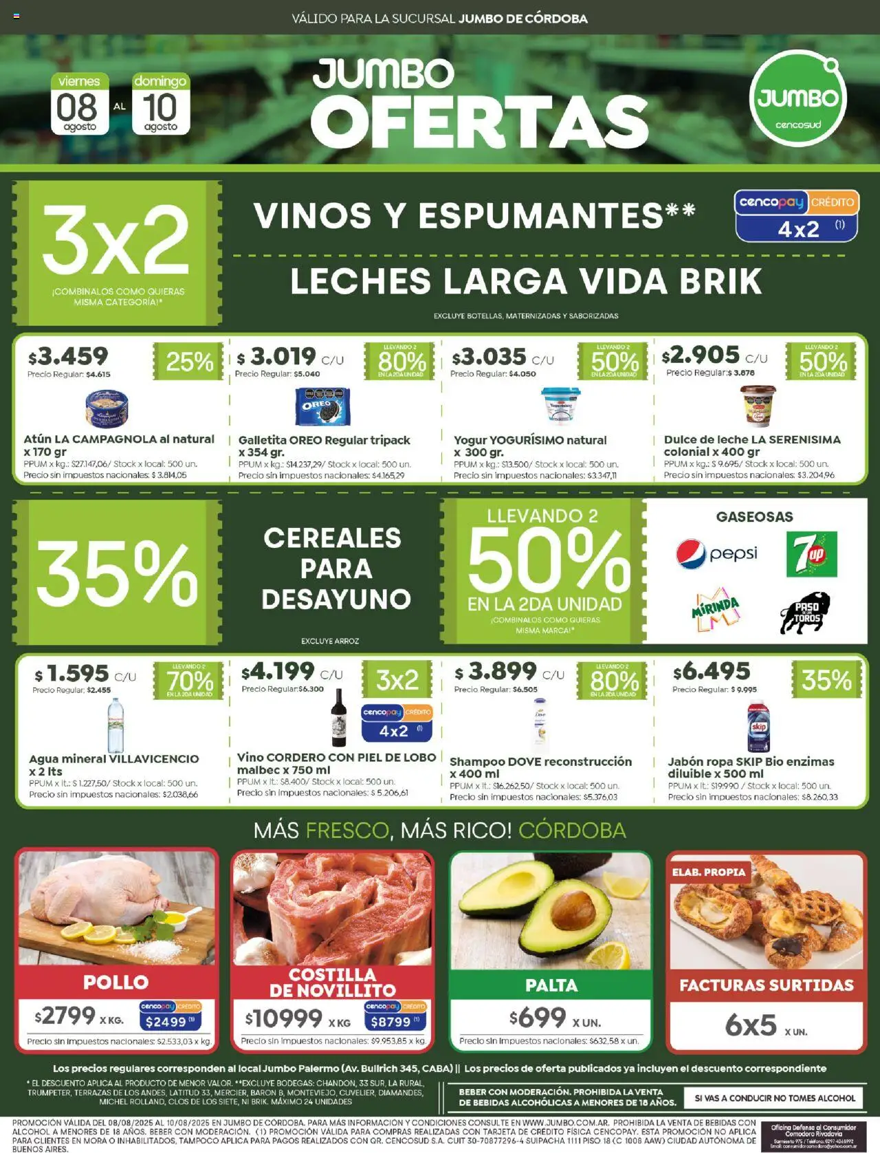 Jumbo - Ofertas | Córdoba │ válido desde el 08.08.2025 | Página: 1 | Productos: Dulce de leche, Atún, Vino, Arroz
